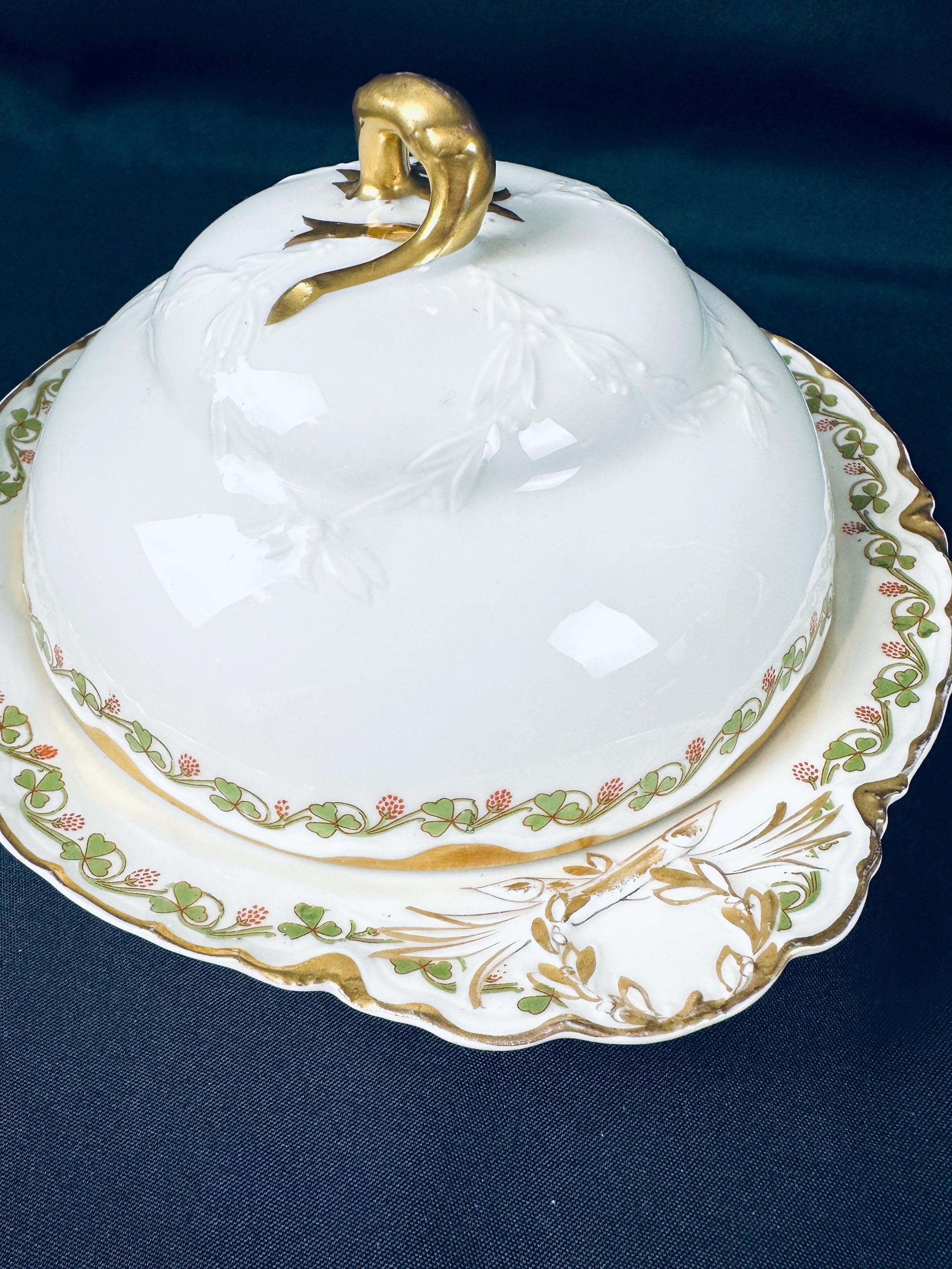 Haviland Clover Leaf Covered Butter Dish