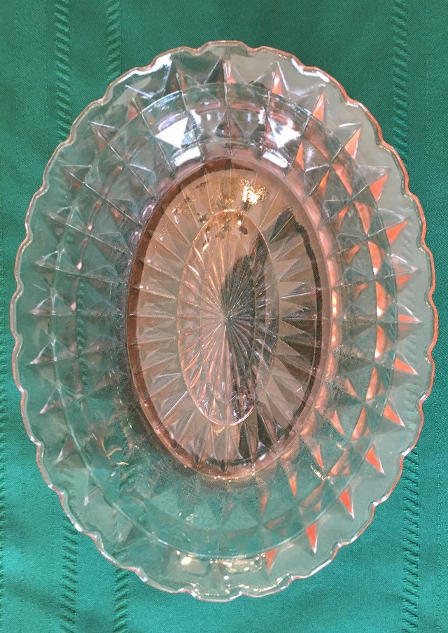 Jeanette Windsor Platter and Bowl Pink Depression Glass