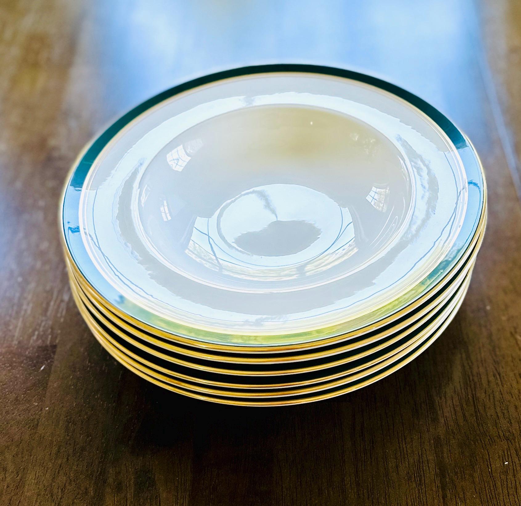 6 Royal Worcester Howard Leather Green Soup Bowls
