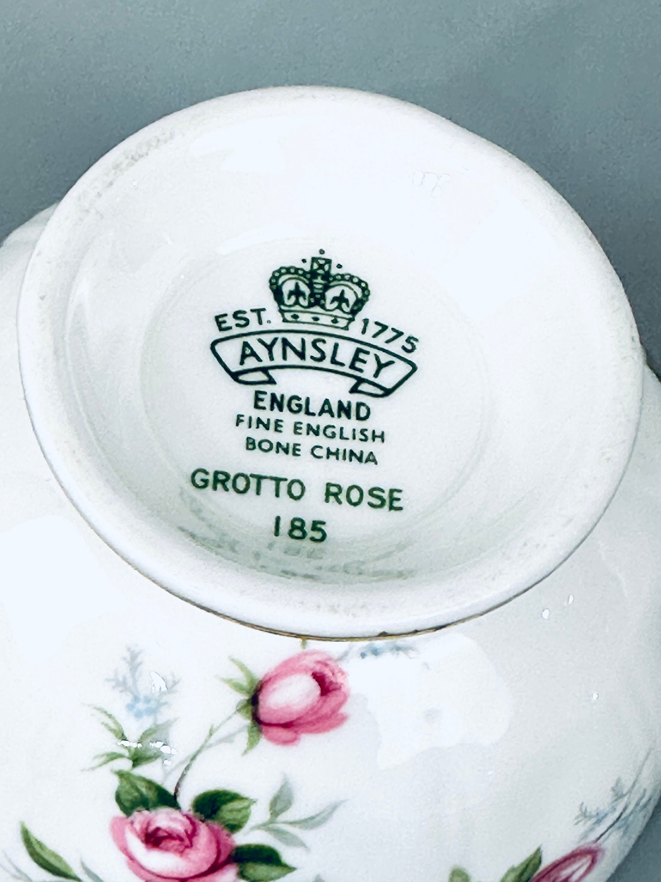 Aynsley Grotto Rose Creamer and Sugar Bowl