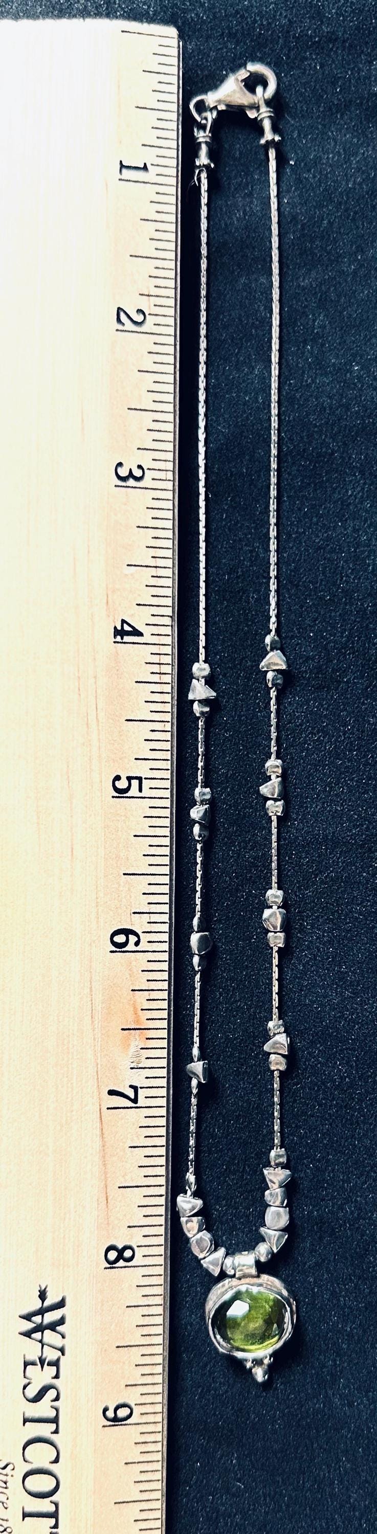 Silpada Sterling Silver Green Glass Bezel Pendent Necklace