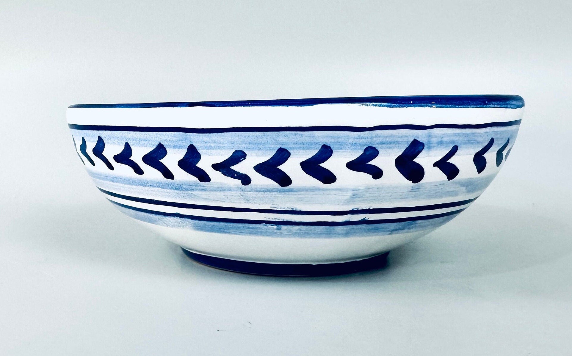 A Pair of Hand Painted Italian Serving Pieces Featuring Birds