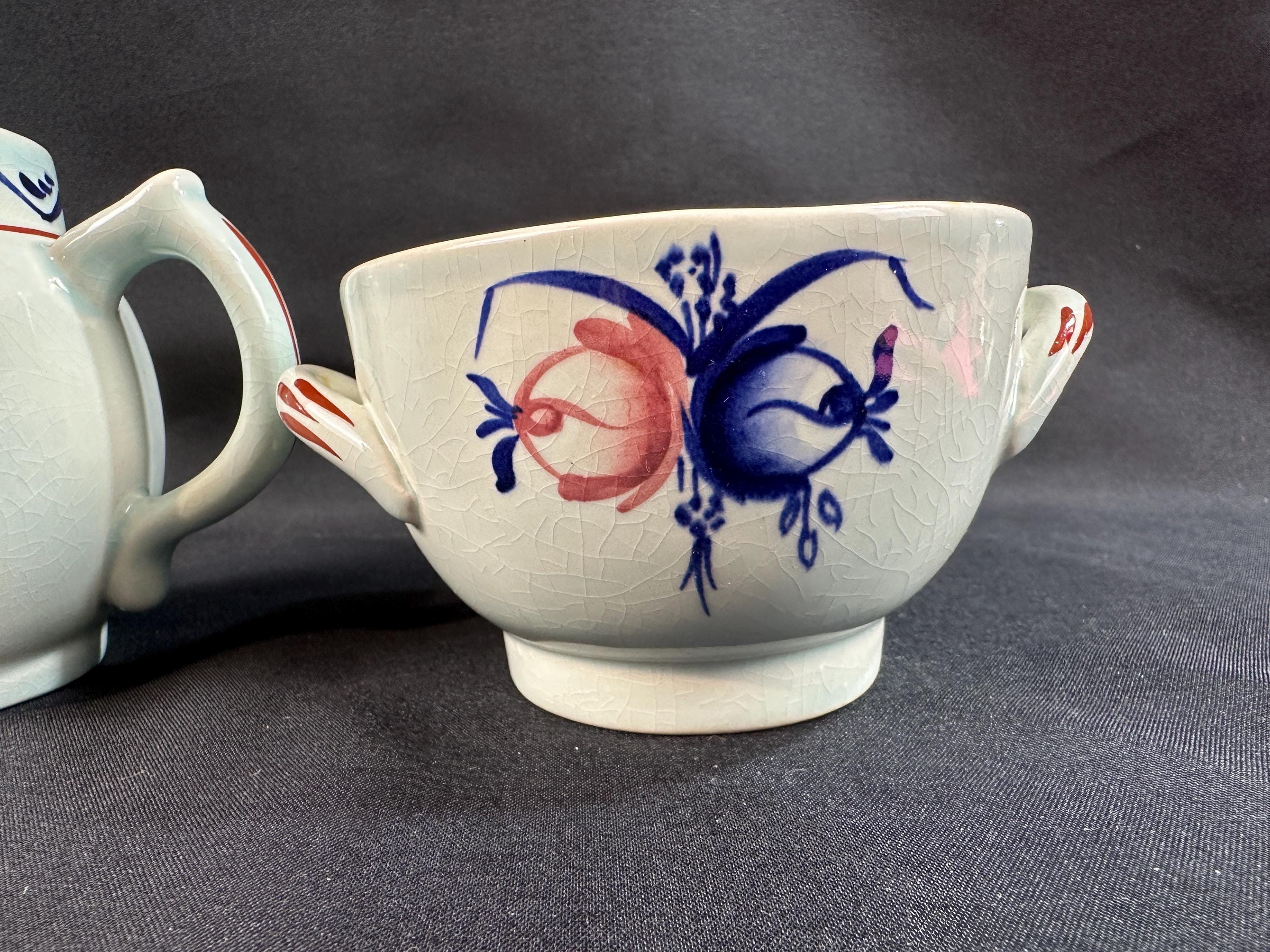 Antique Cream and Sugar Bowl by S. Fielding Pottery
