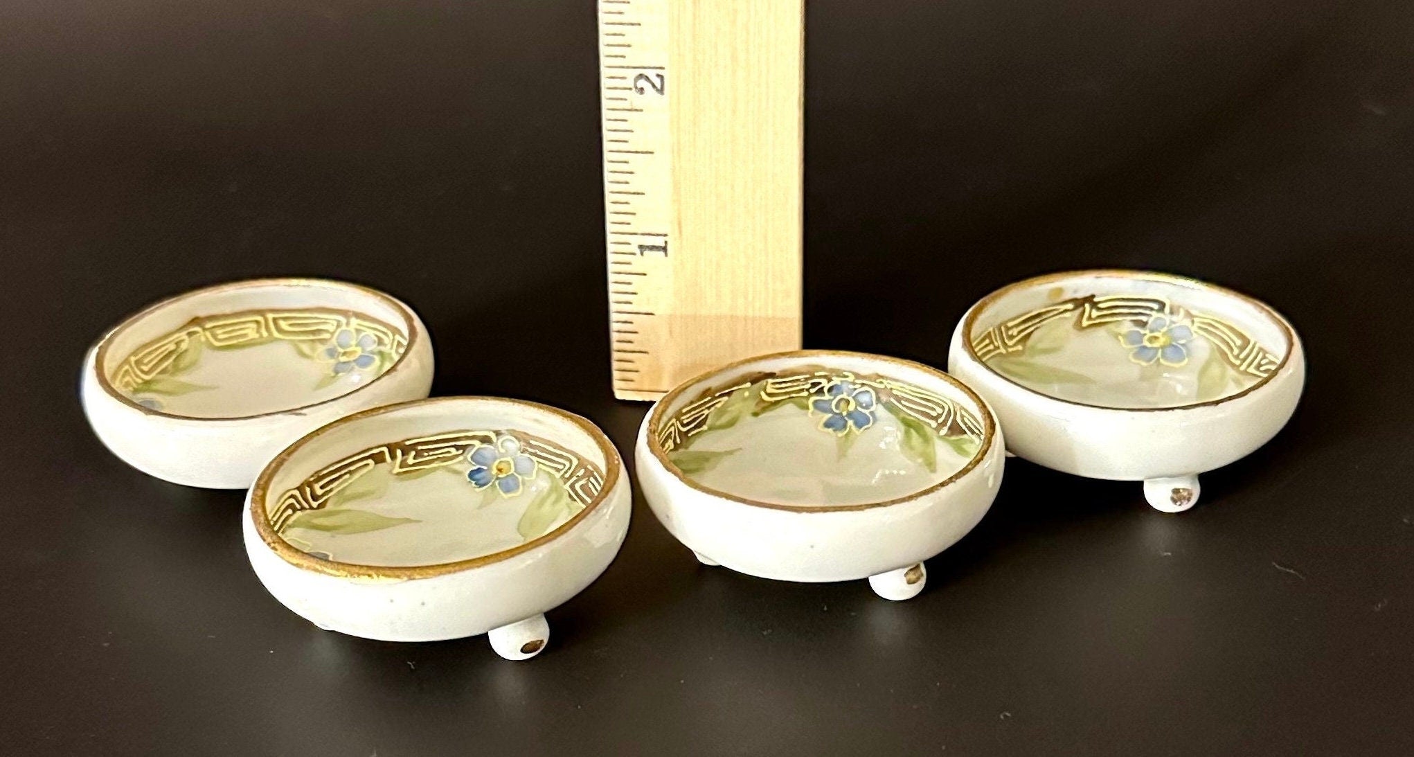 Four Antique Hand Painted Nippon Salt Cellars