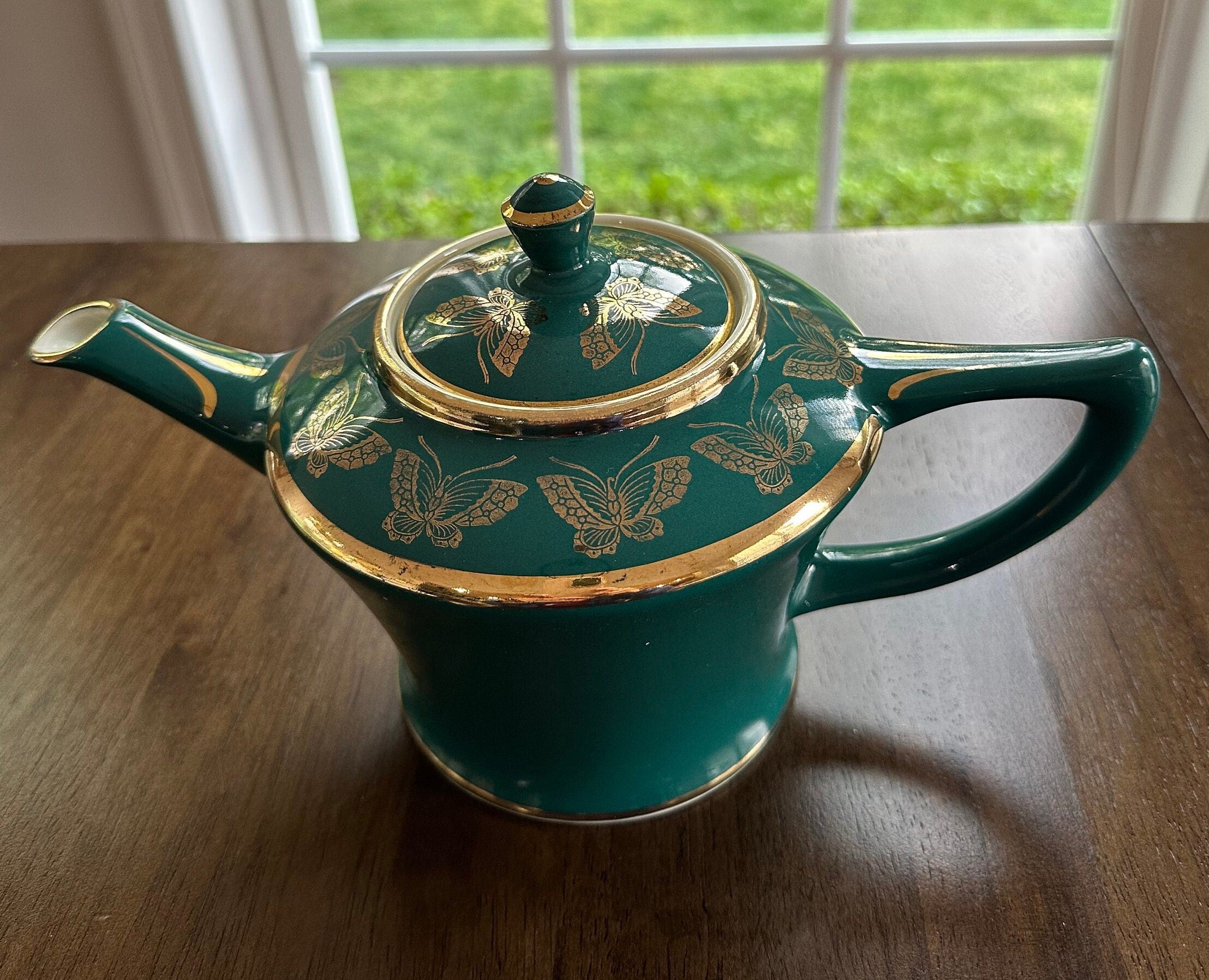 Hall Teal Green Butterfly Teapot