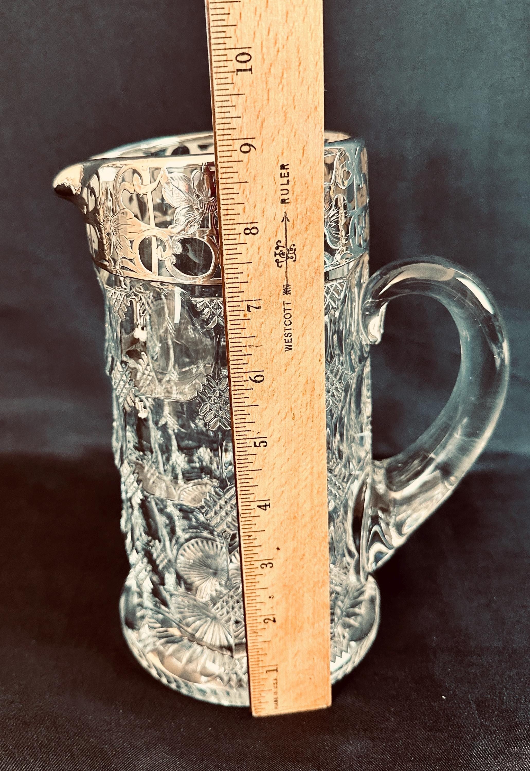 Antique Heisey Pitcher with Sterling Overlay circa 1910