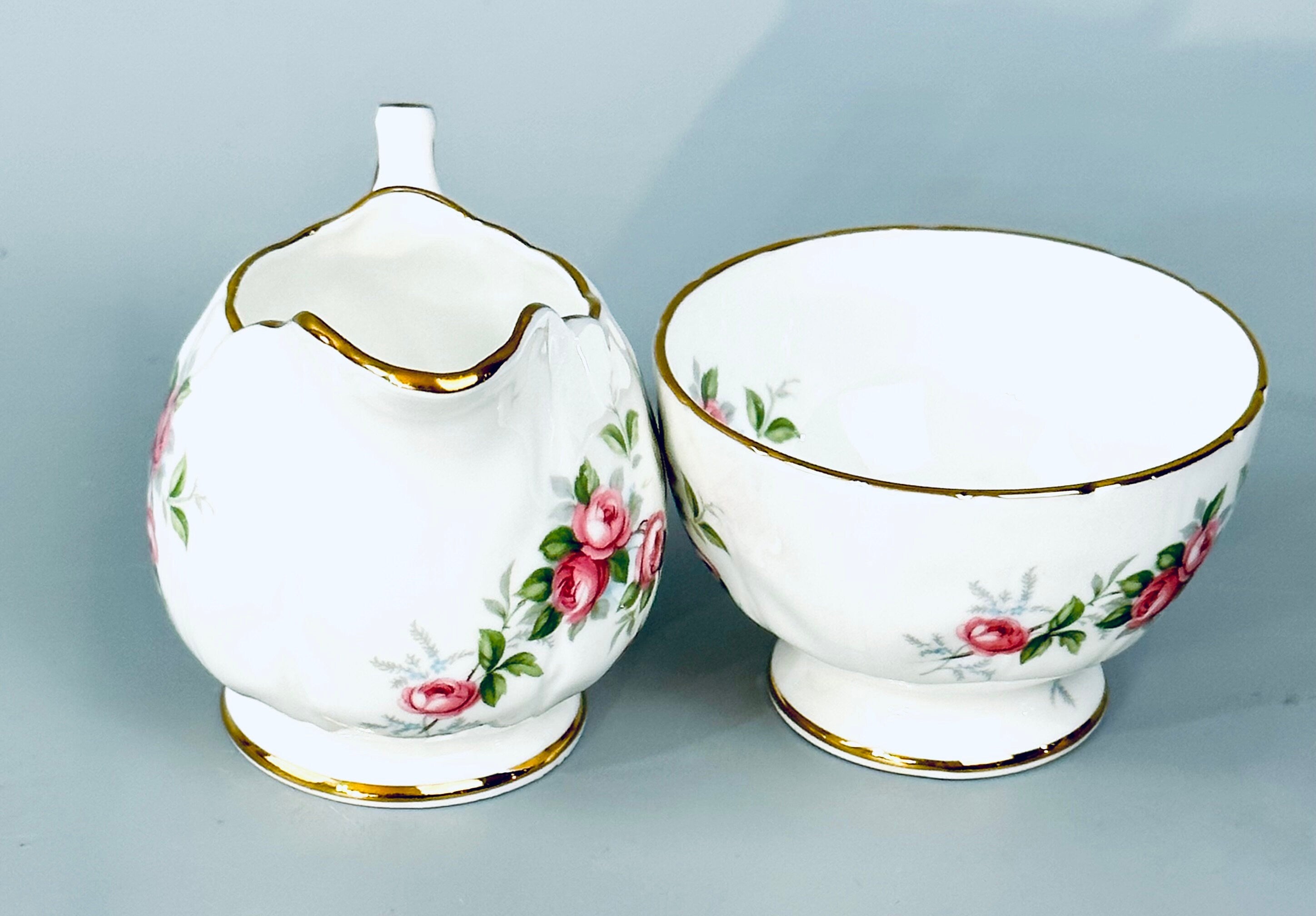 Aynsley Grotto Rose Creamer and Sugar Bowl