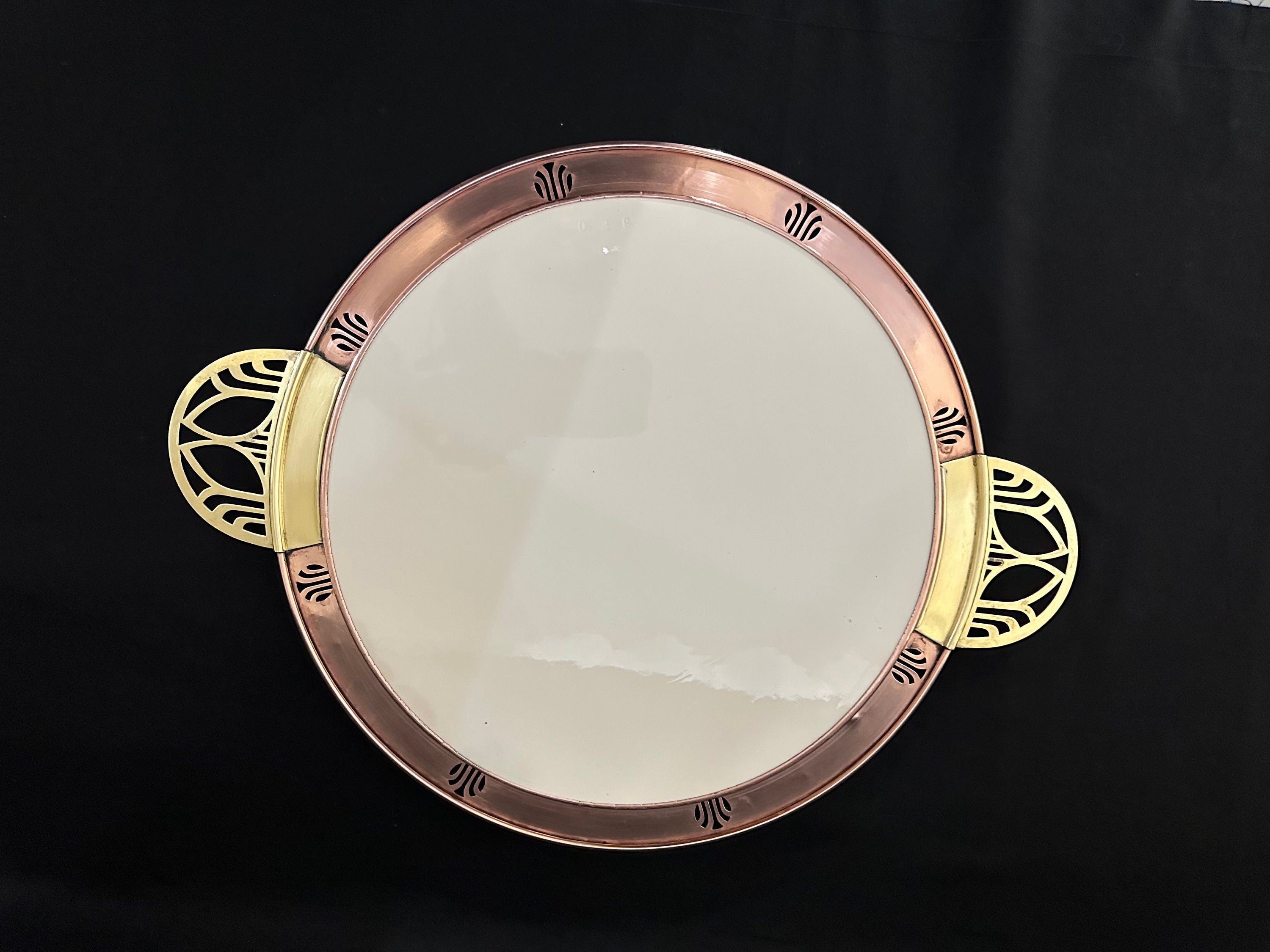 Large Serving Tray with Copper and Brass