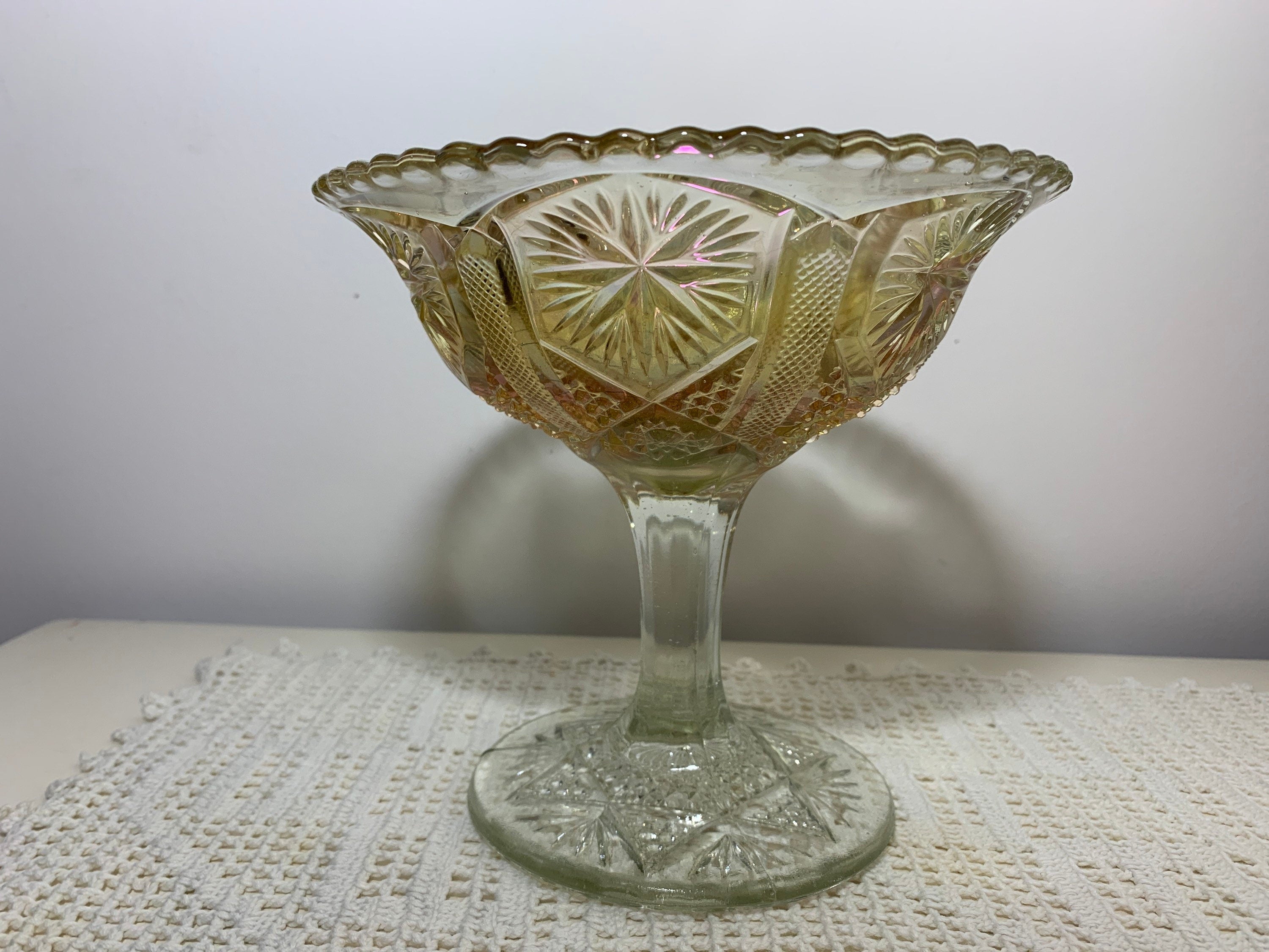 Moving sale-Early 1900s Imperial Glass Carnival Glass Compote