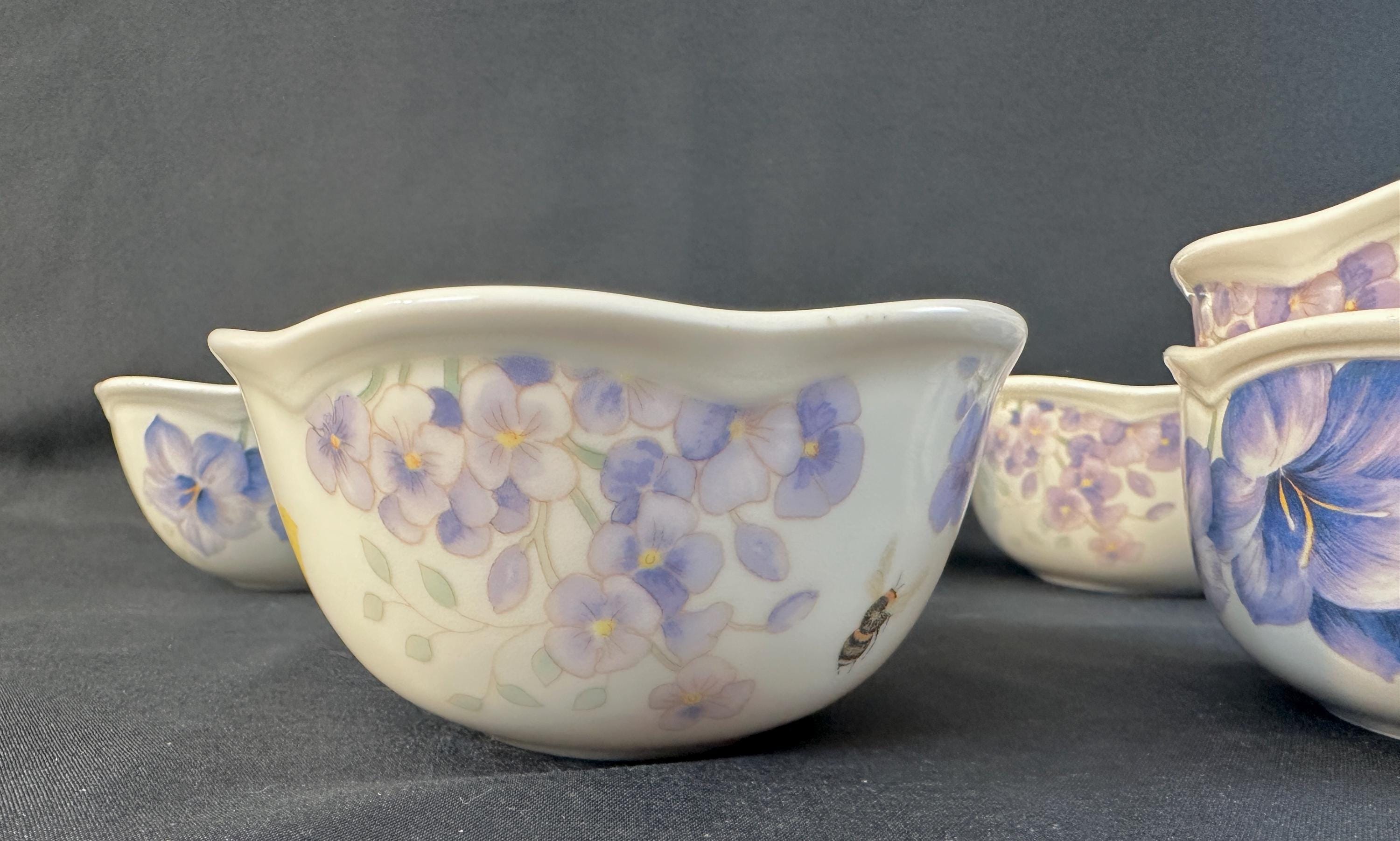 6 Butterfly Meadow Lavender Dessert Bowls