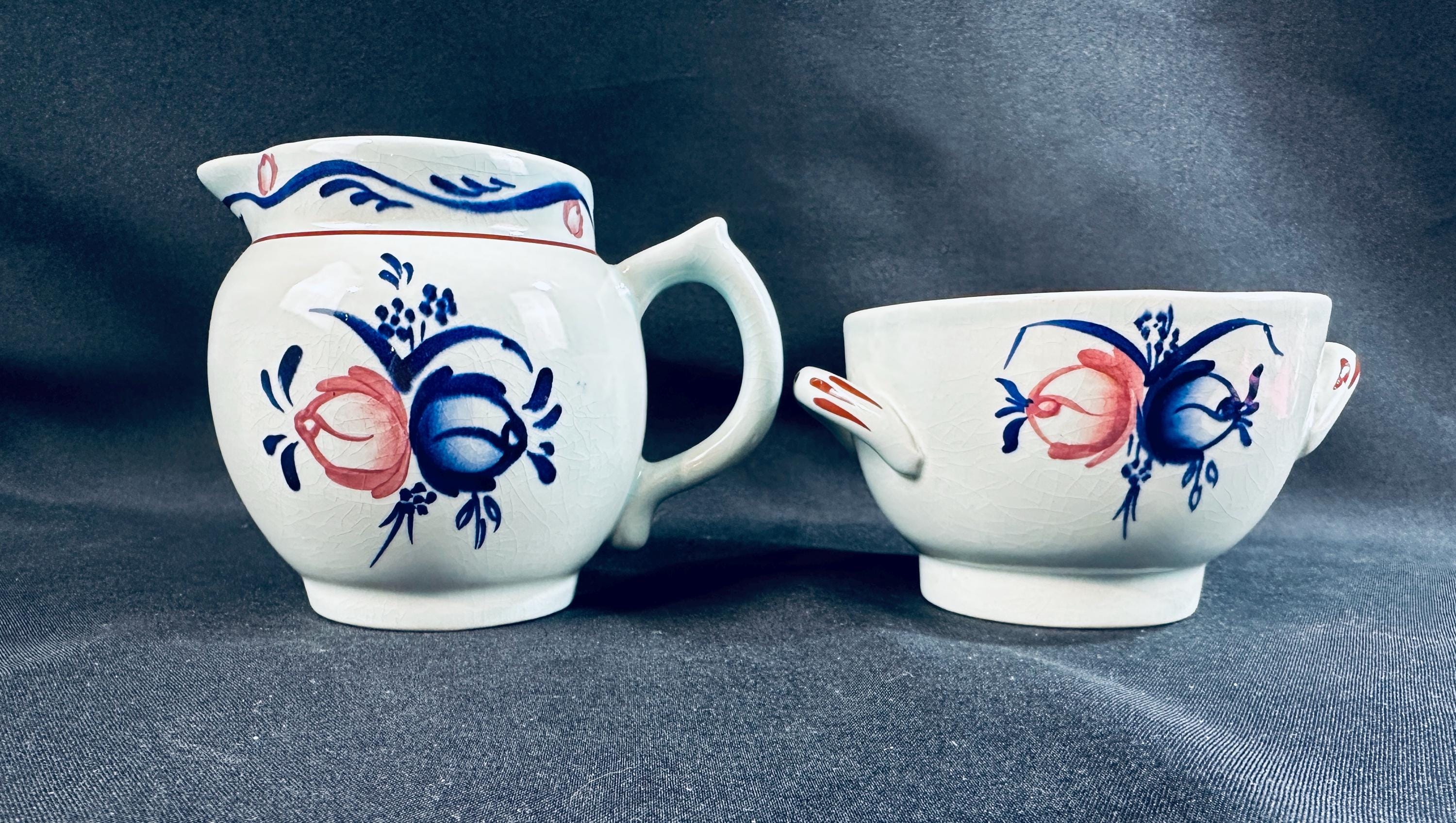 Antique Cream and Sugar Bowl by S. Fielding Pottery