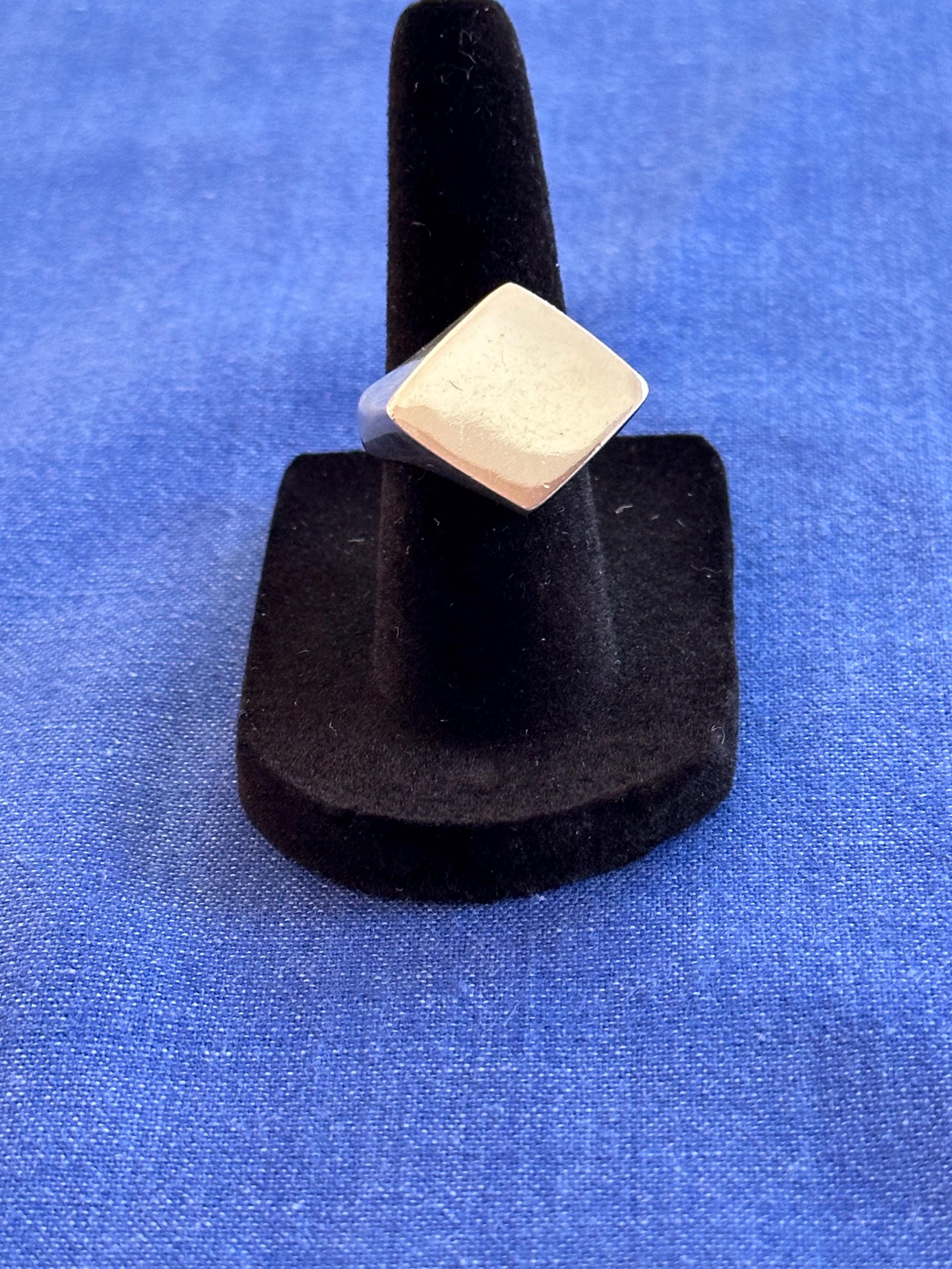 Large Sterling Silver Diamond Shaped Ring