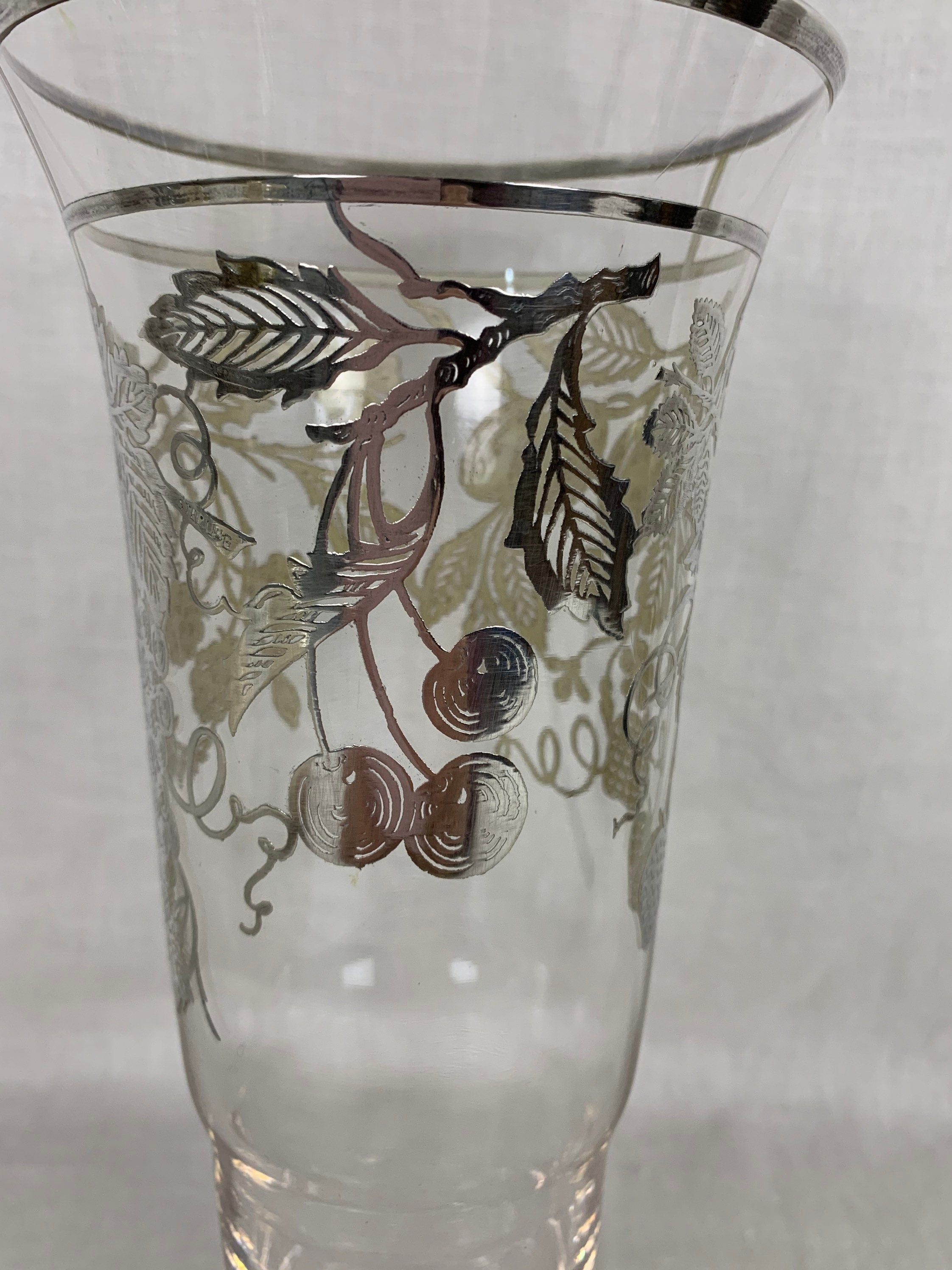 Antique Silver Overlay Vase With Fruit Pattern