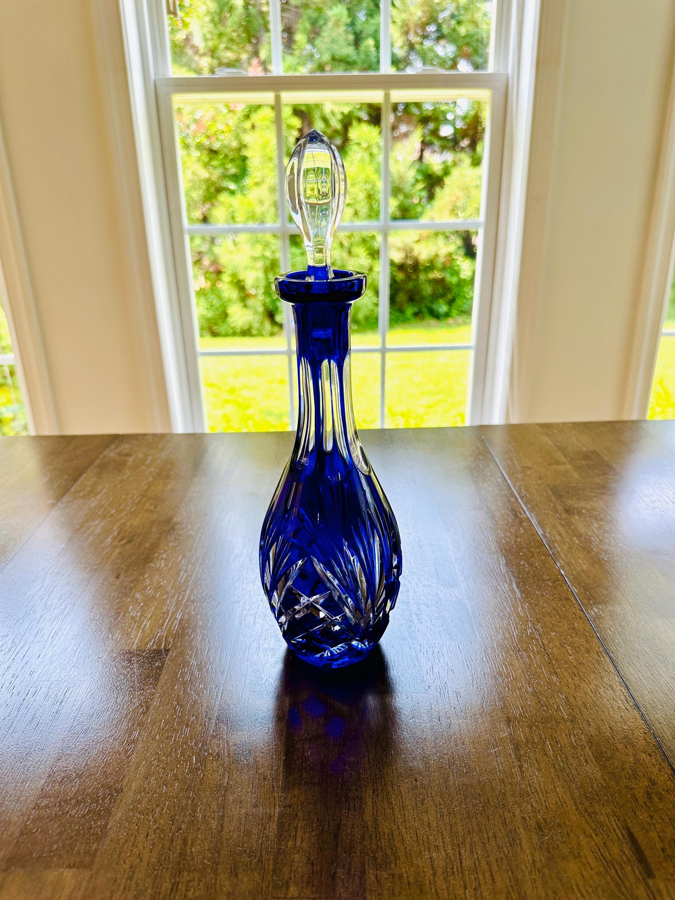 Gorham Cherrywood Cobalt Crystal Decanter 15”