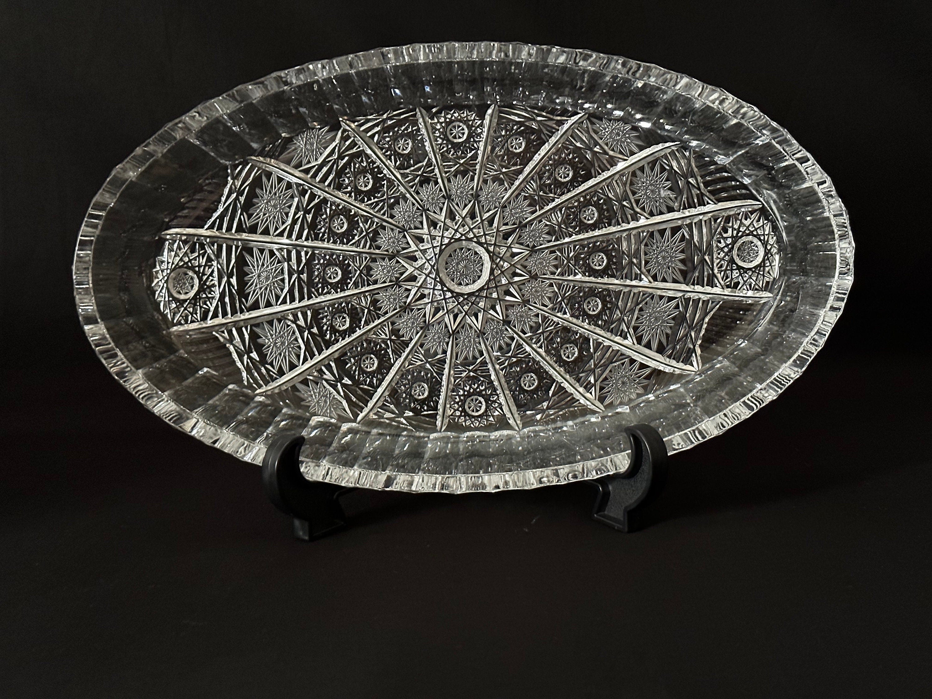 Bohemia Crystal Queens Lace Tray and Bowl