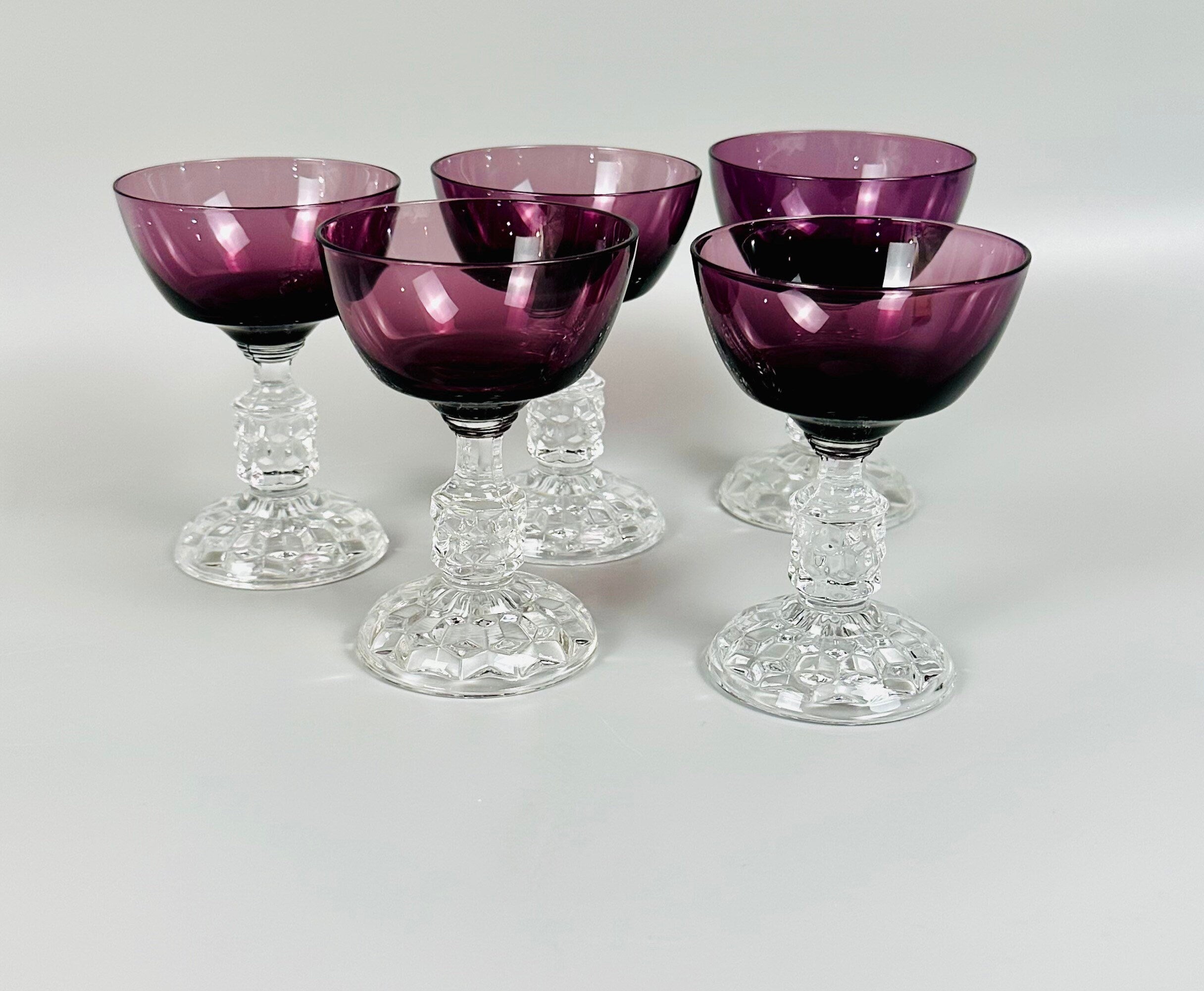 5 Fostoria American Lady Amethyst Liquor/Cocktail Glasses