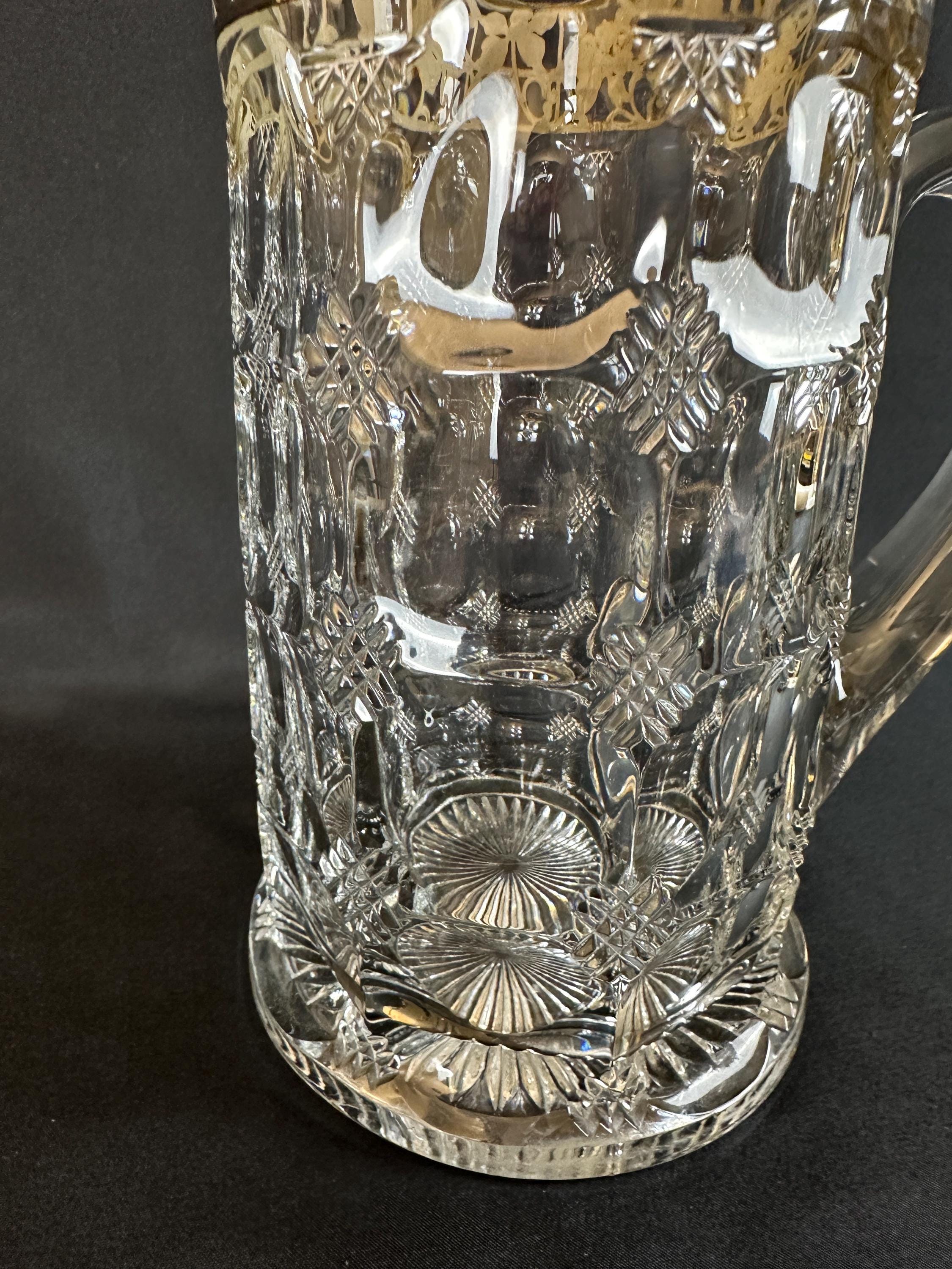 Antique Heisey Pitcher with Sterling Overlay circa 1910