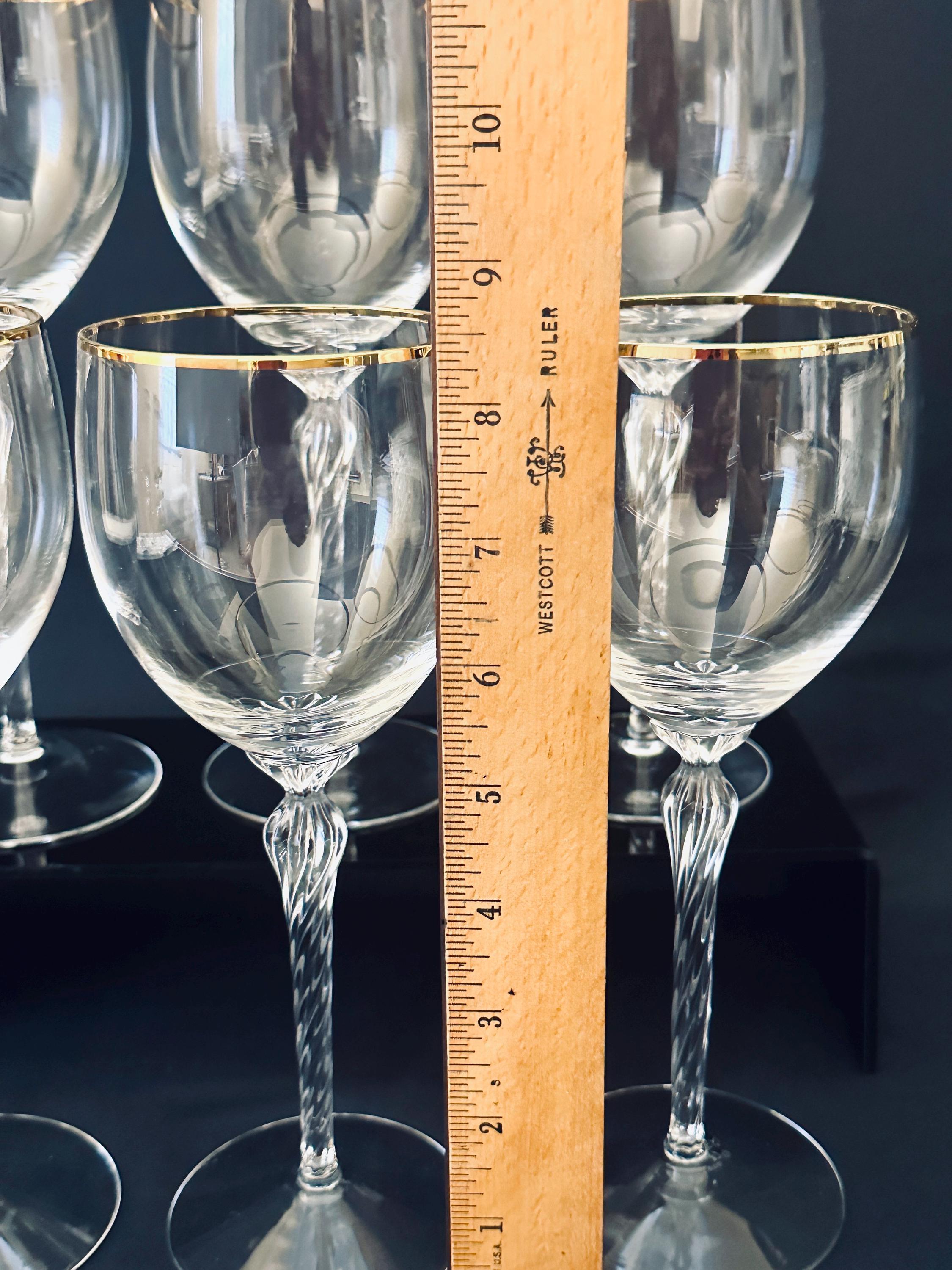 6 Lenox Monroe Water Goblets Gold Rims