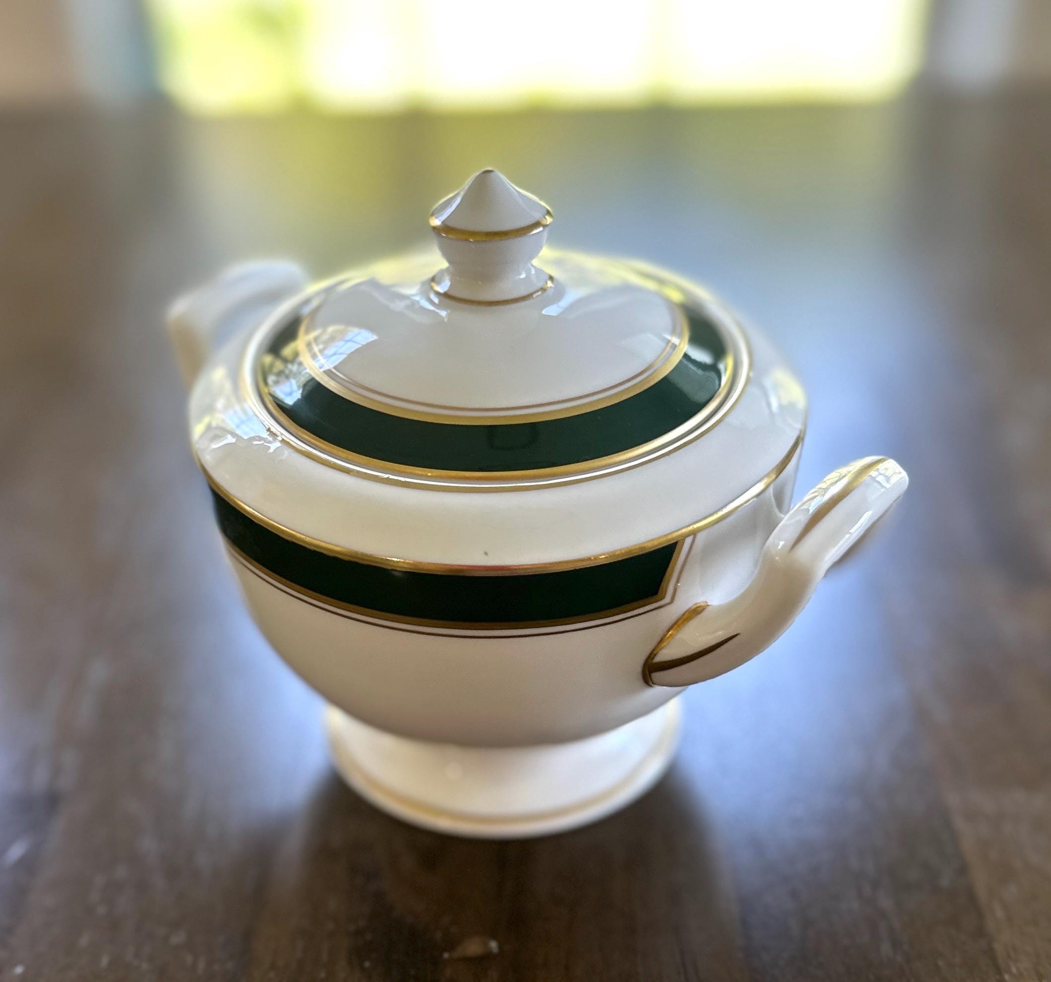 Royal Worcester Howard Leather Green Sugar Bowl