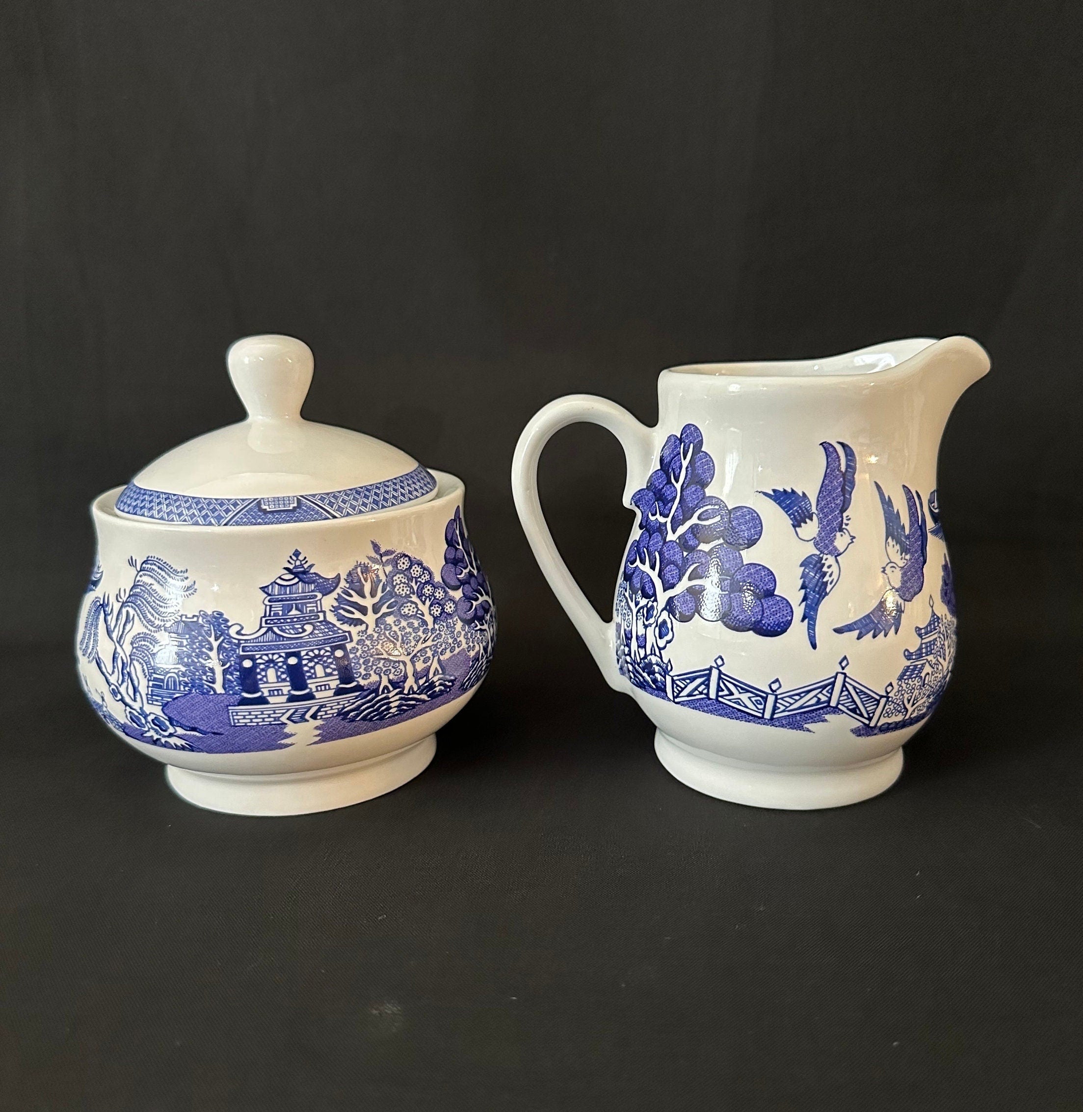 Cuthbertson Blue Willow Creamer & Sugar