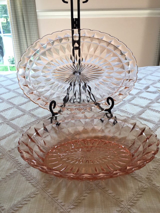 Jeanette Windsor Platter and Bowl Pink Depression Glass