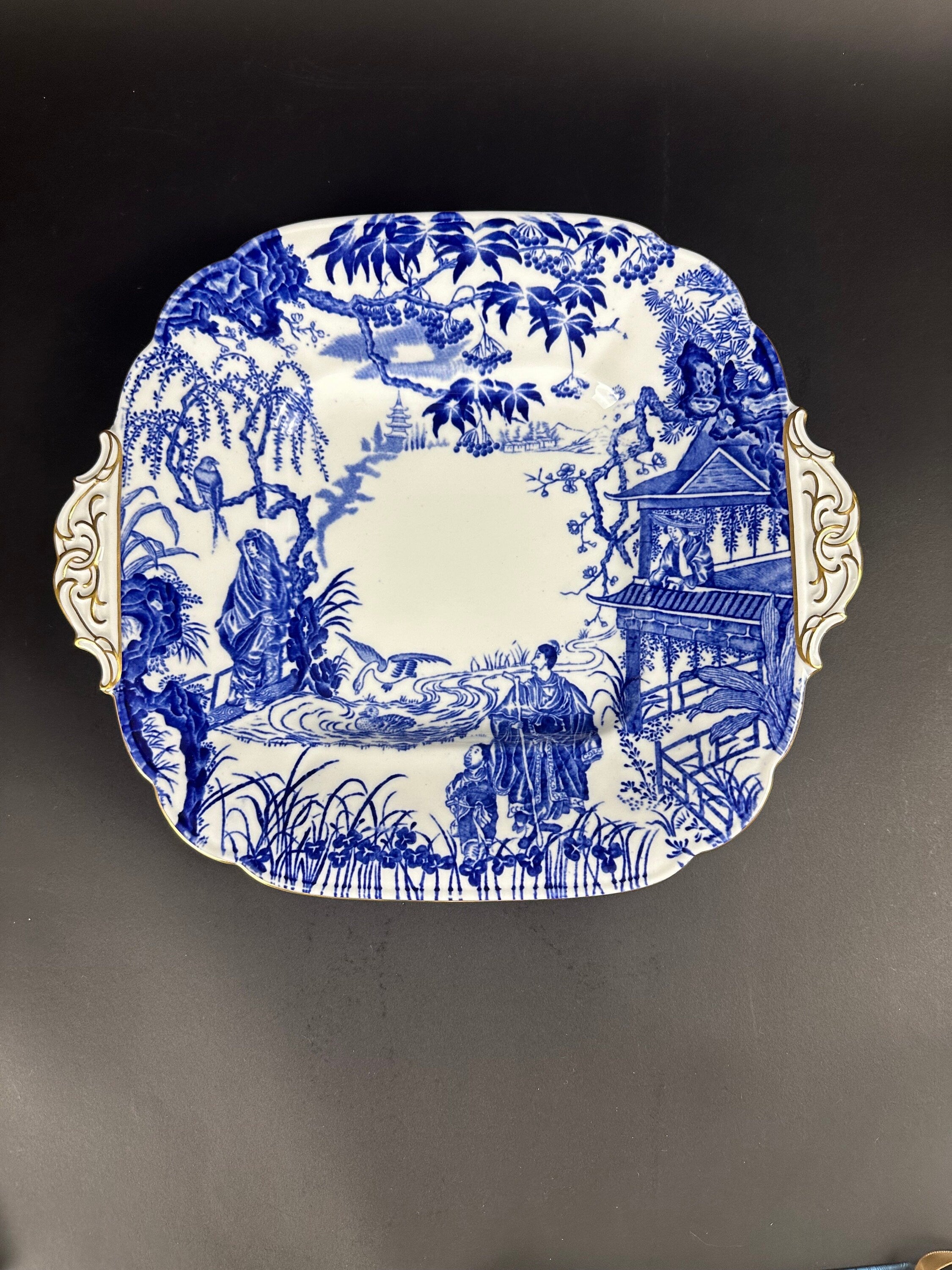 Royal Crown Derby Blue Mikado Cake Plate