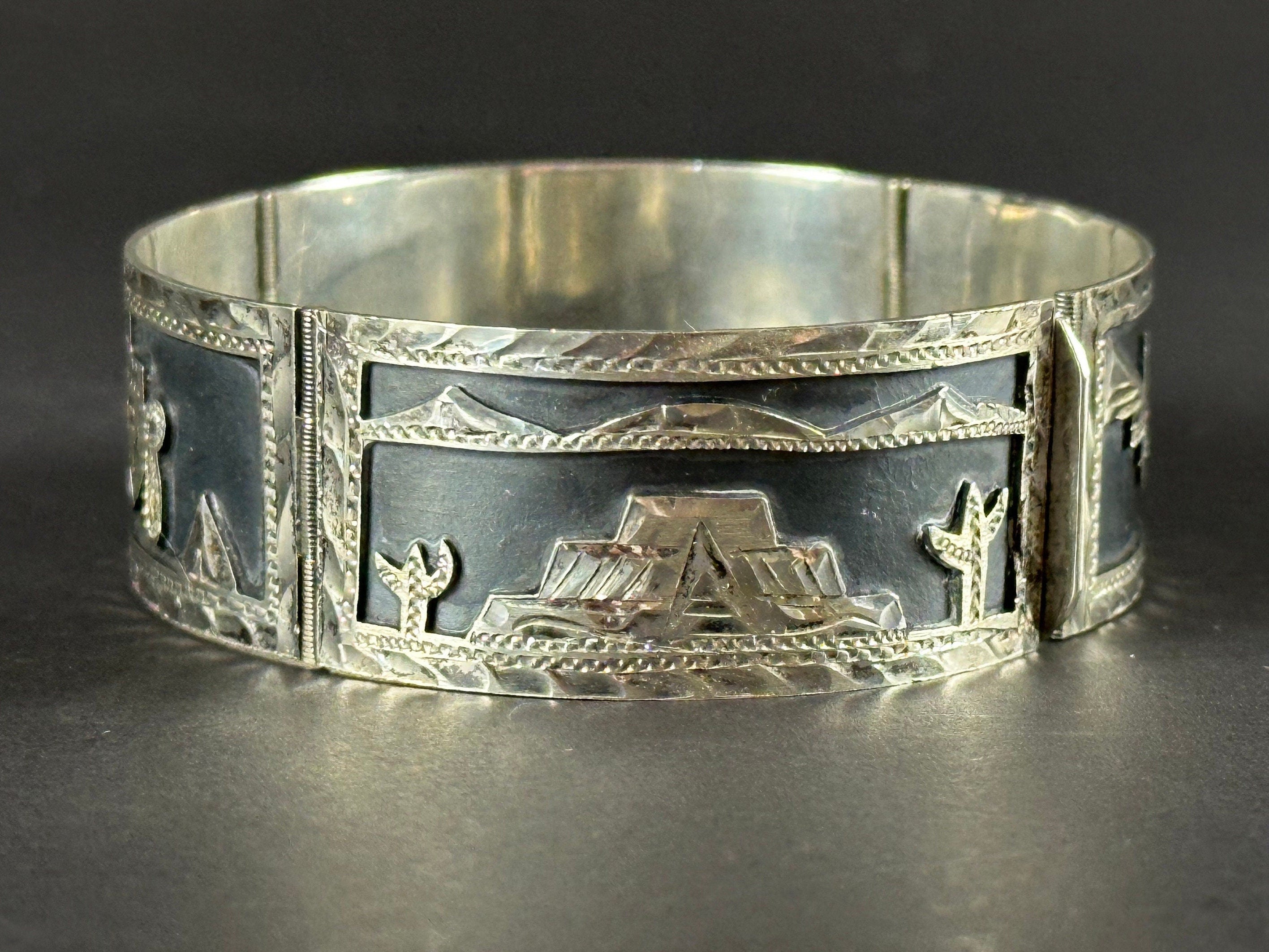 Sterling Silver and Enamel Link Bracelet.