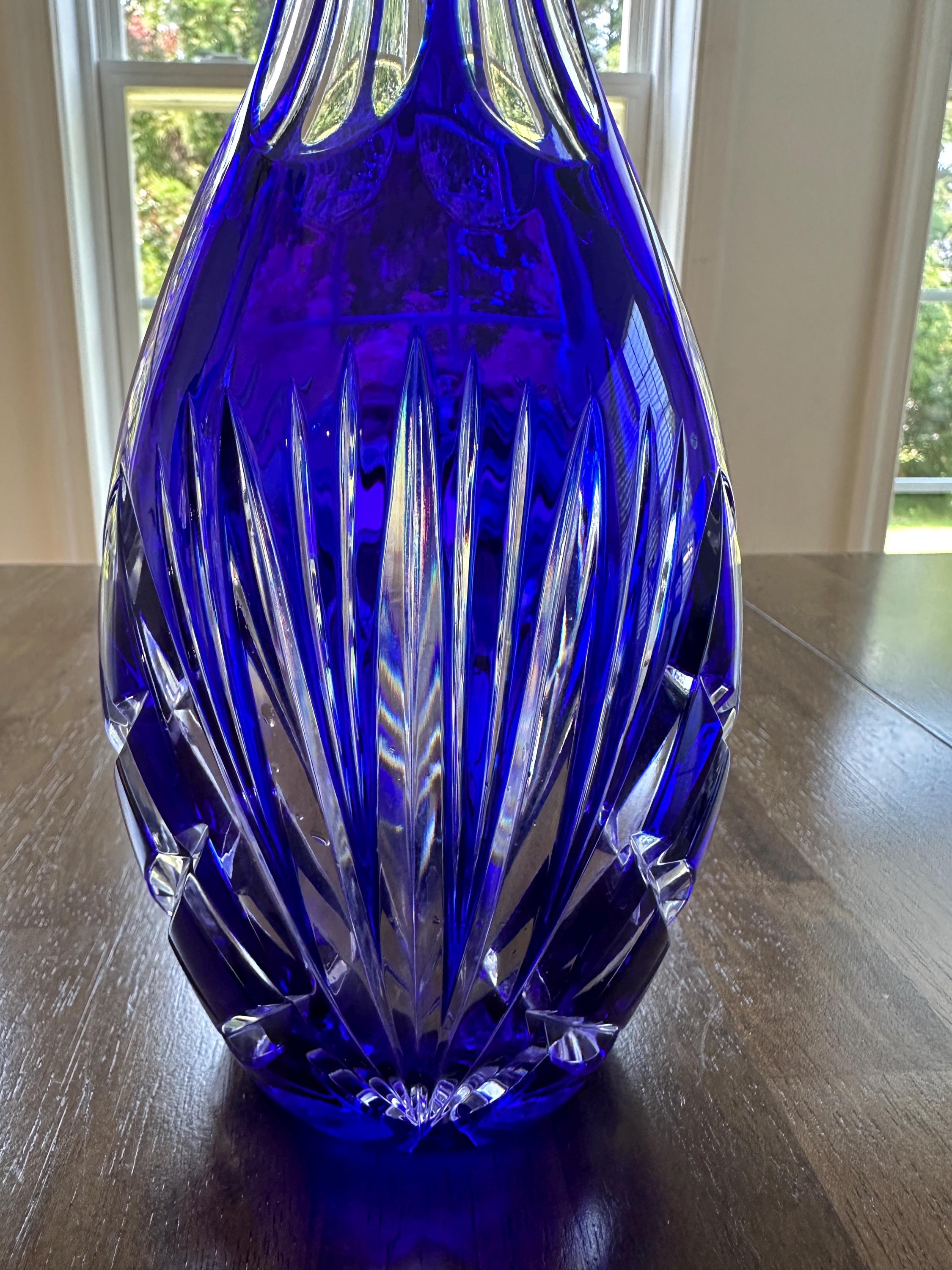 Gorham Cherrywood Cobalt Crystal Decanter 15”
