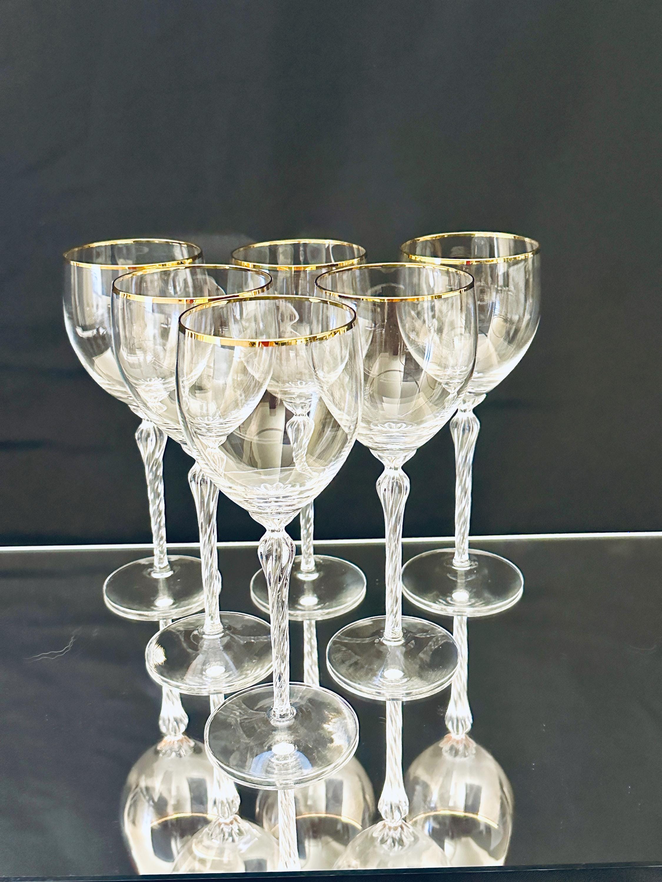 6 Lenox Monroe Water Goblets Gold Rims