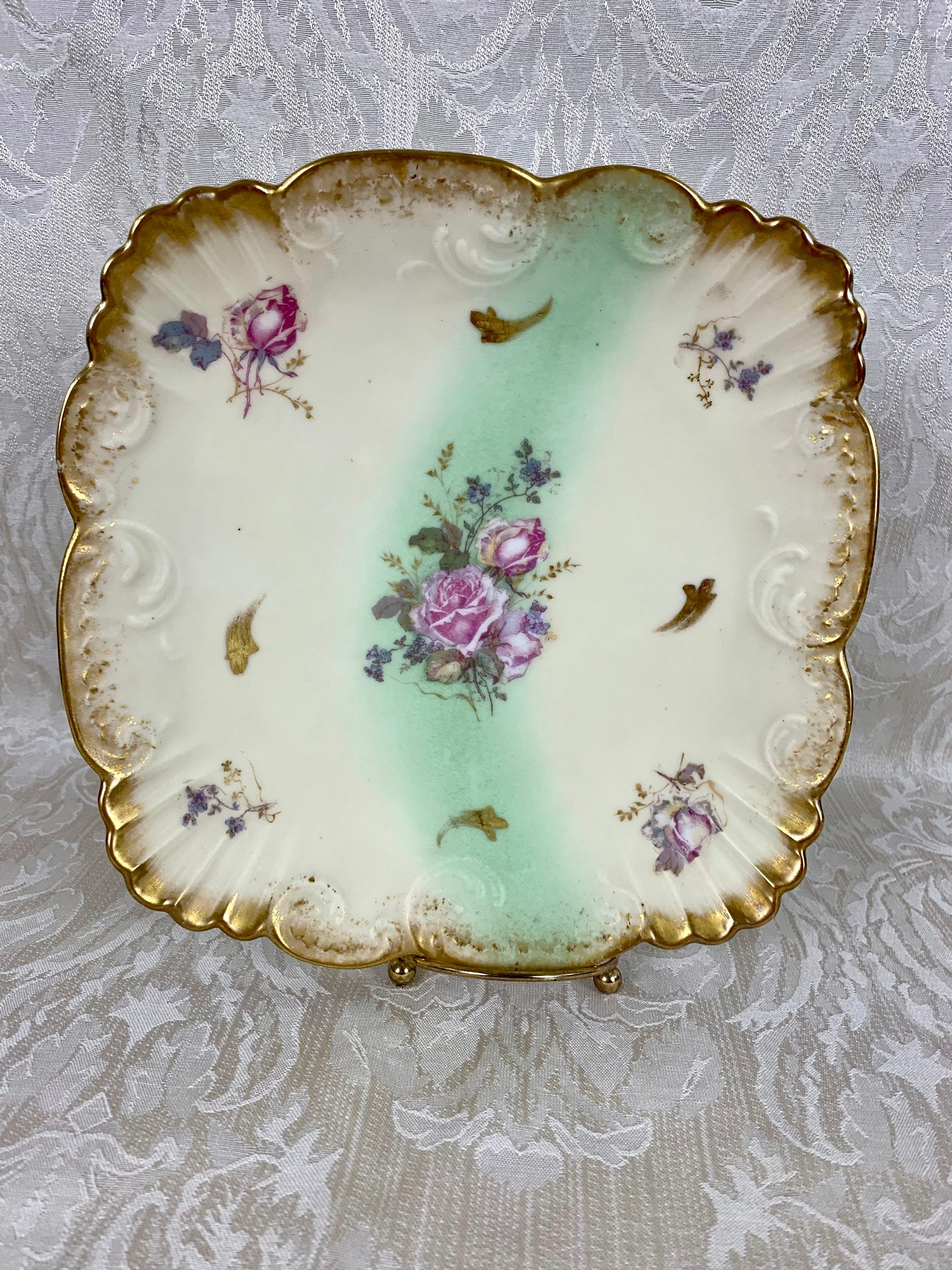 Antique A. Klingenberg (A K France) Limoges Square Cake Plate