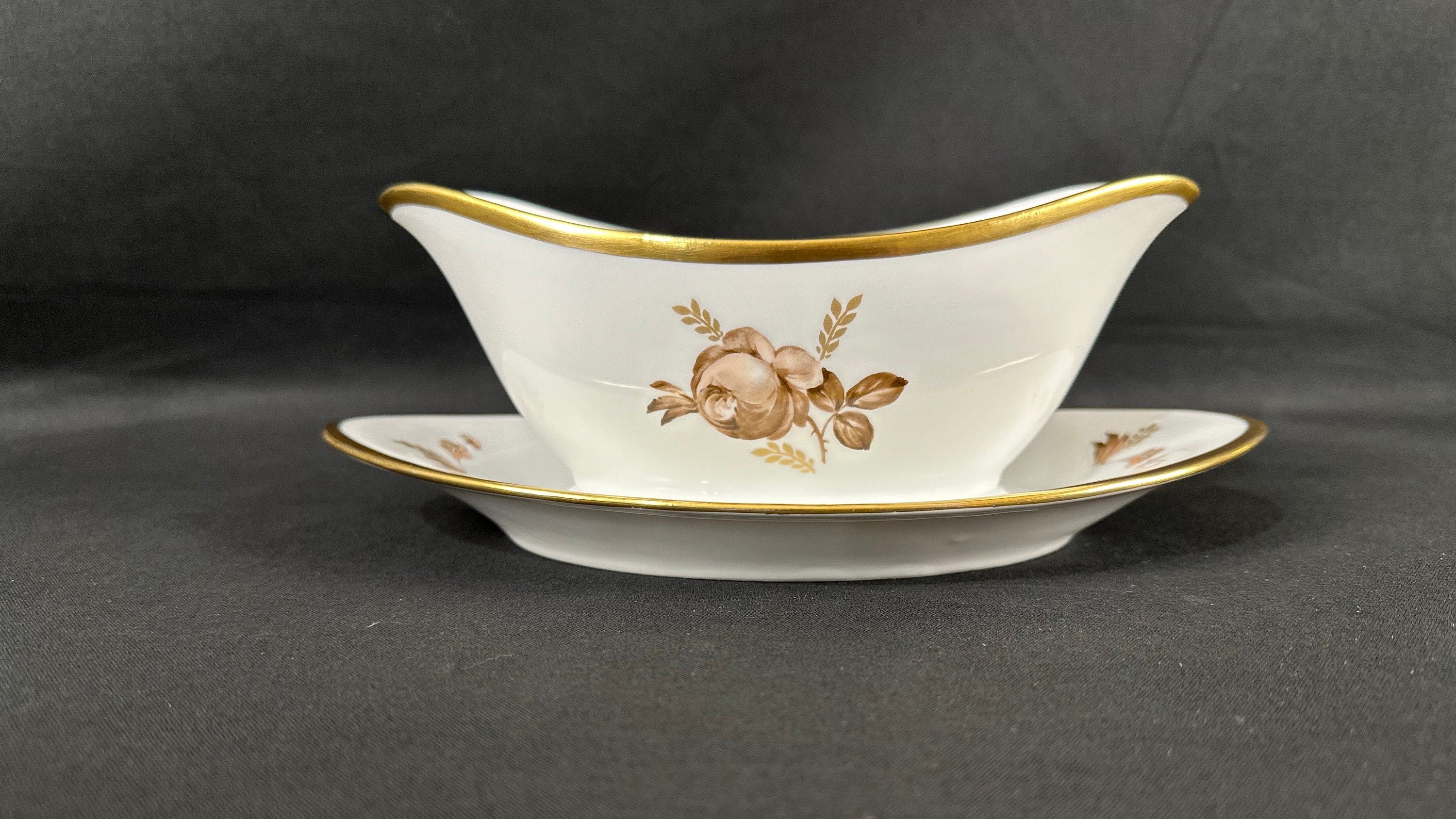 Royal Copenhagen Brown Roses Gravy Boat