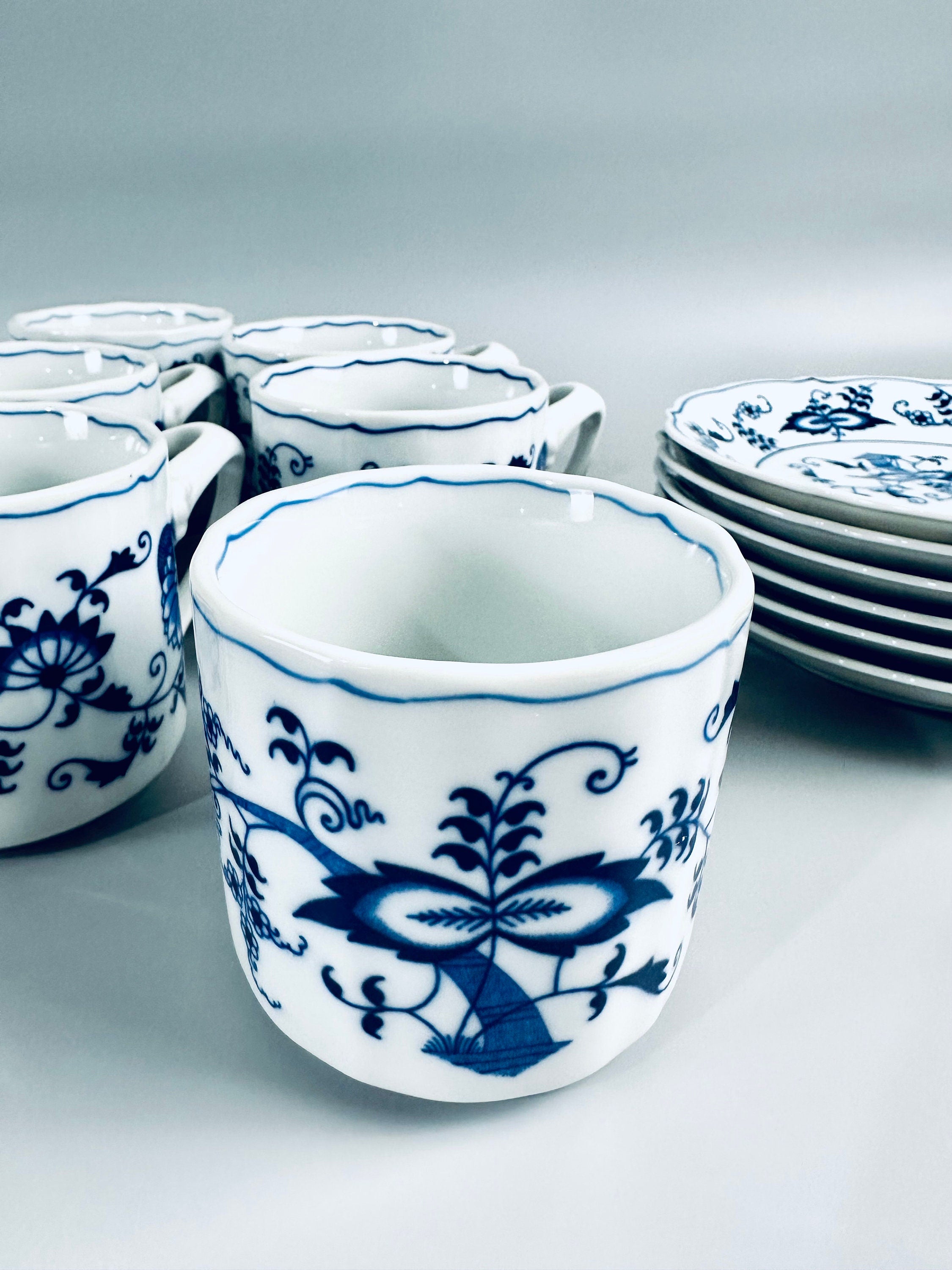 6 Blue Danube Large Flat Cups and Saucers