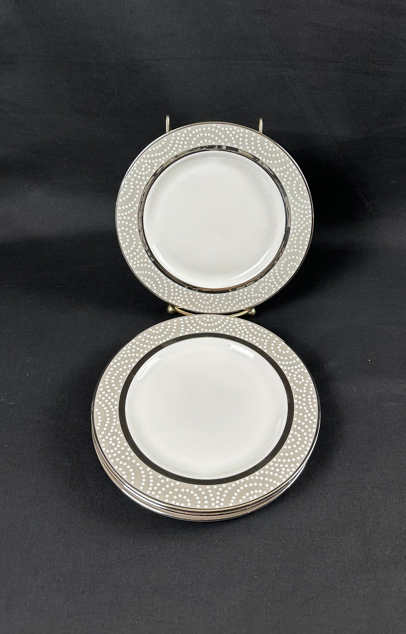 6 Kate Spade Pearl Beads Bread Plates by Lenox