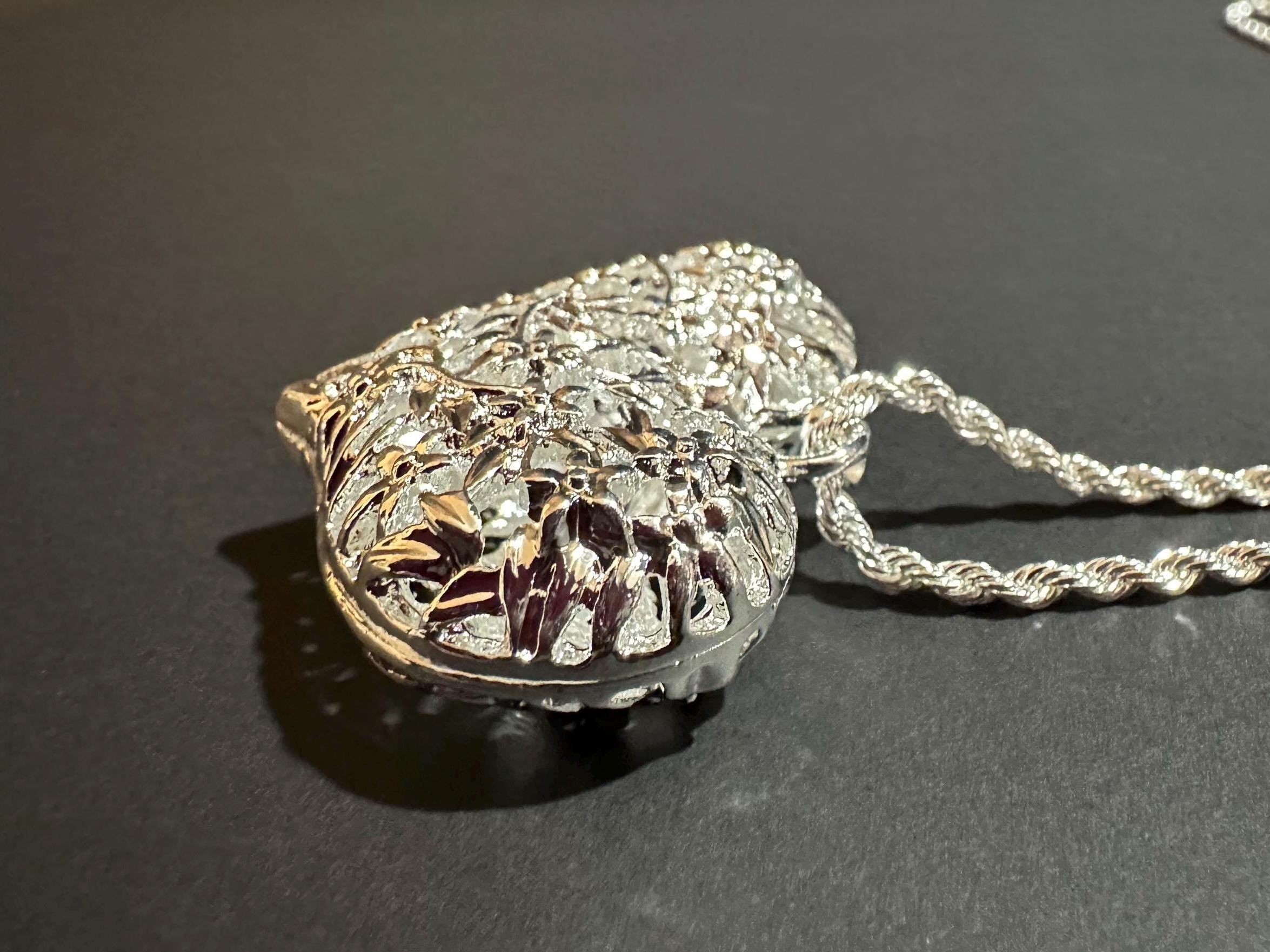 Large Sterling Silver Heart Pendant and 24” Chain