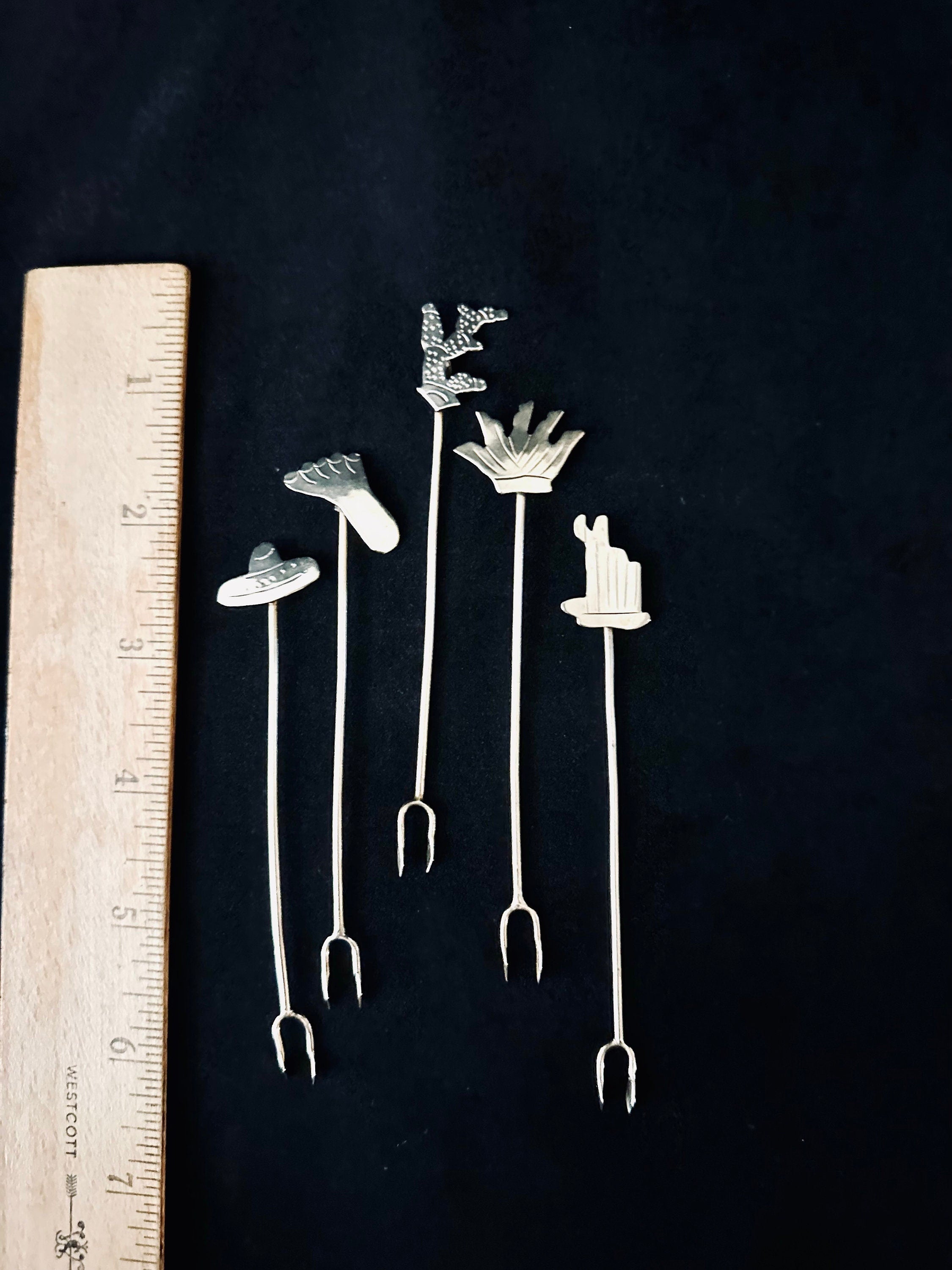 Sterling Silver Appetizer Picks/Forks Mexican Themed