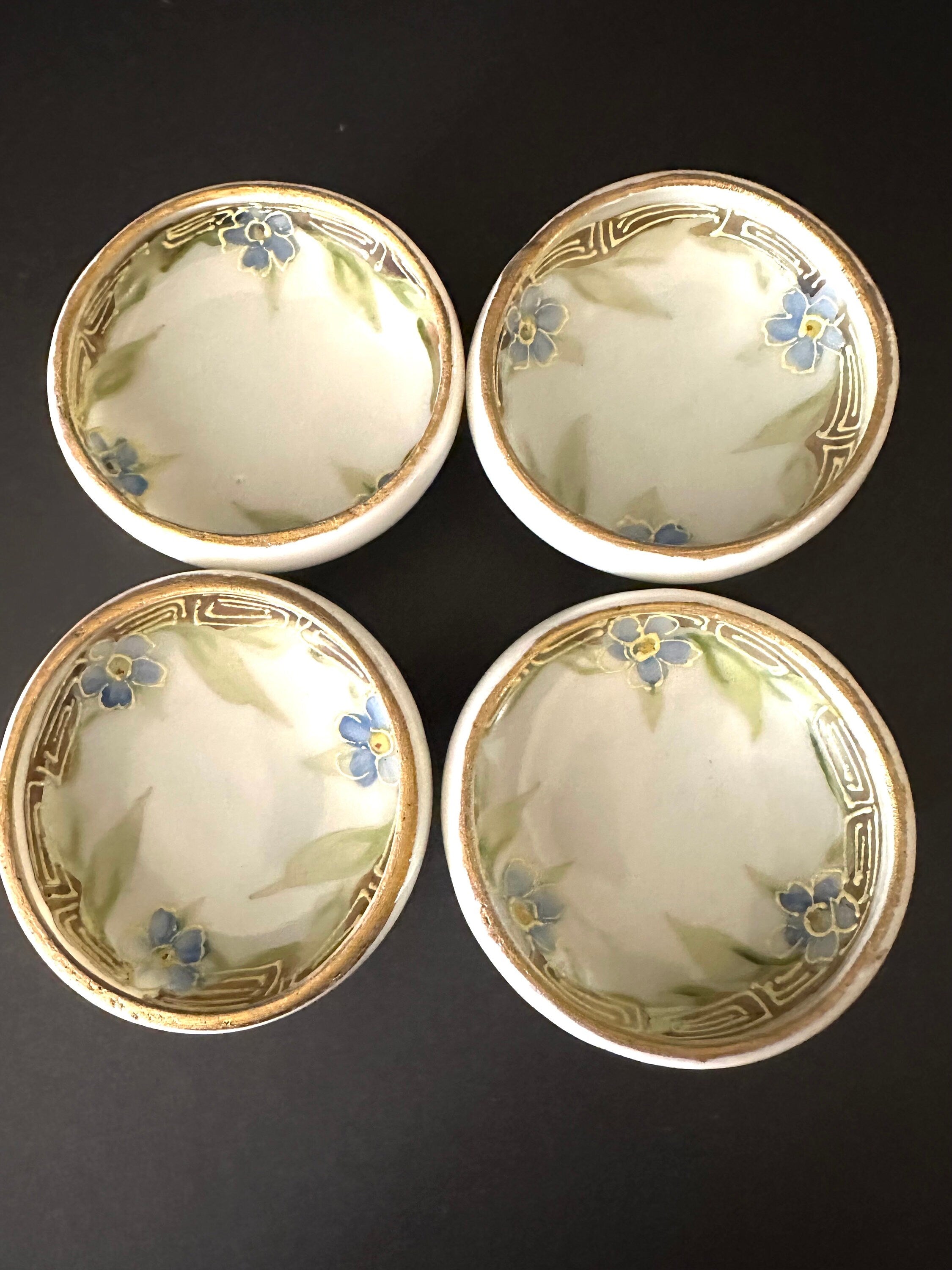 Four Antique Hand Painted Nippon Salt Cellars