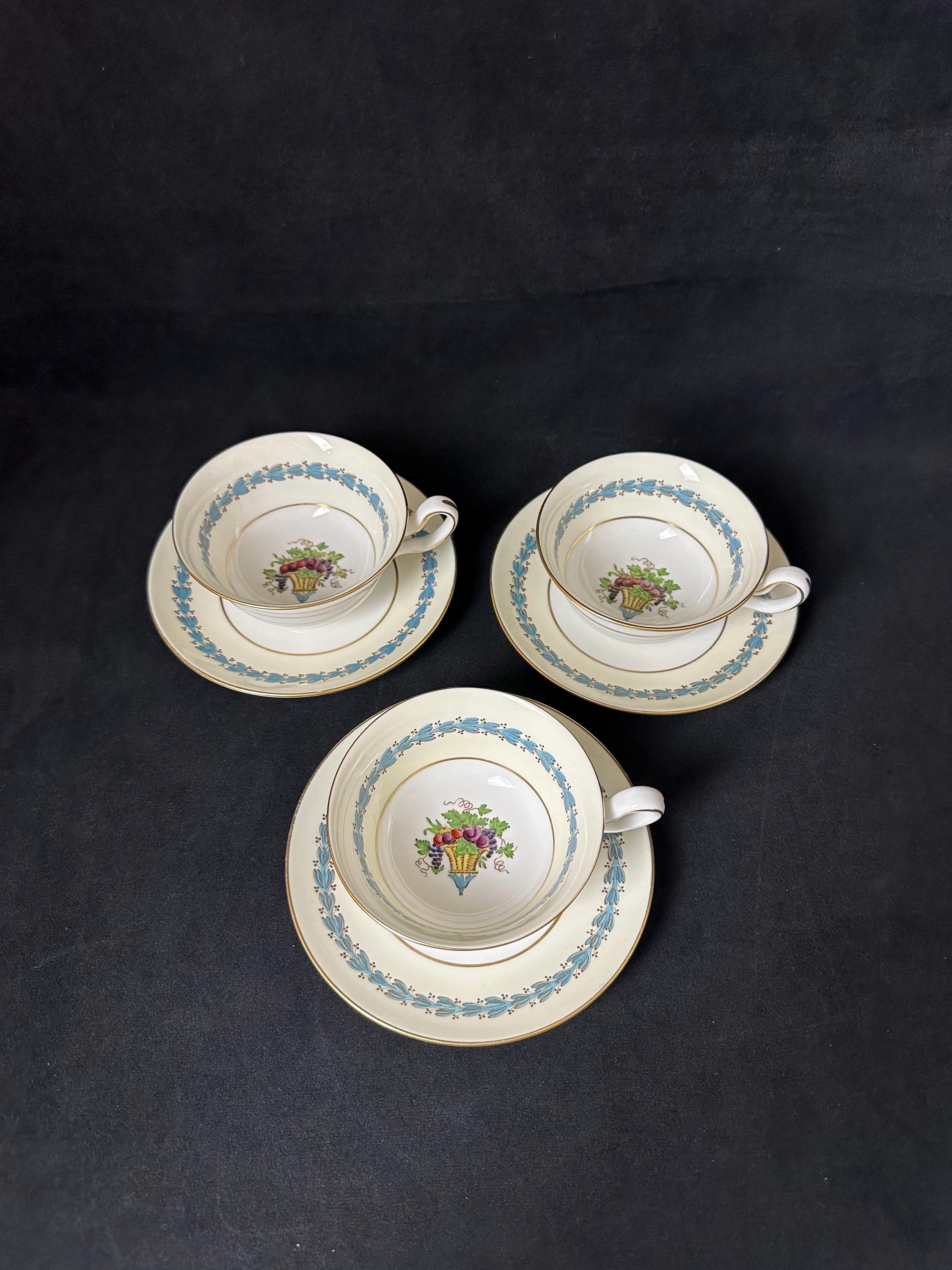 3 Wedgwood Appledore Teacups and Saucers