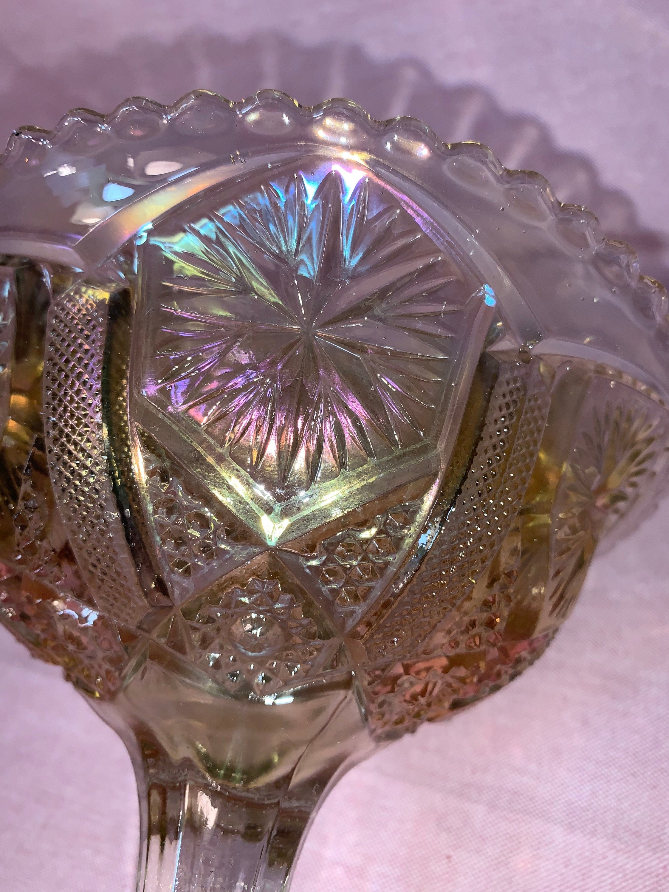 Moving sale-Early 1900s Imperial Glass Carnival Glass Compote