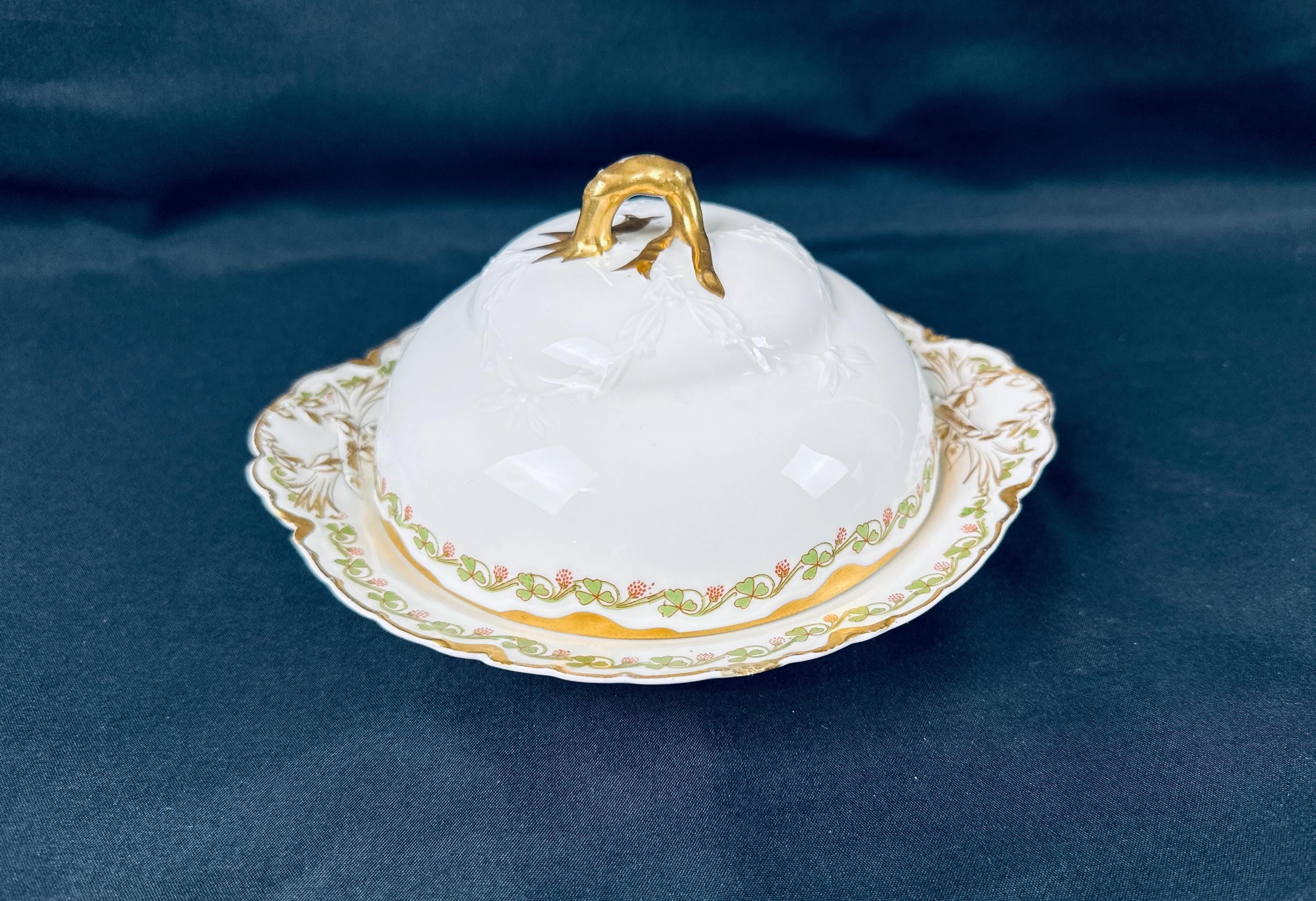 Haviland Clover Leaf Covered Butter Dish
