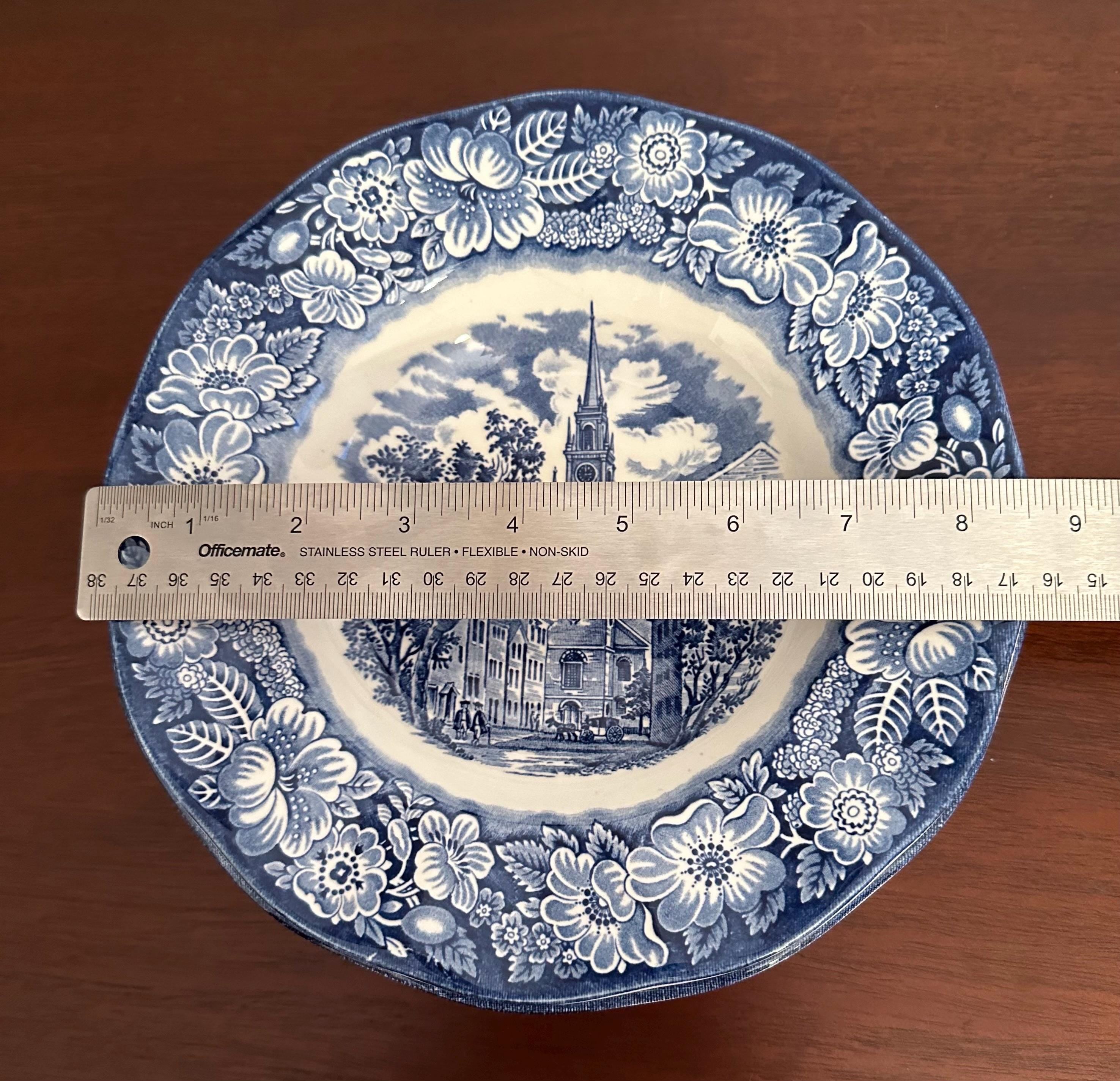 Four Liberty  Blue Rimmed Soup Bowls By Staffordshire