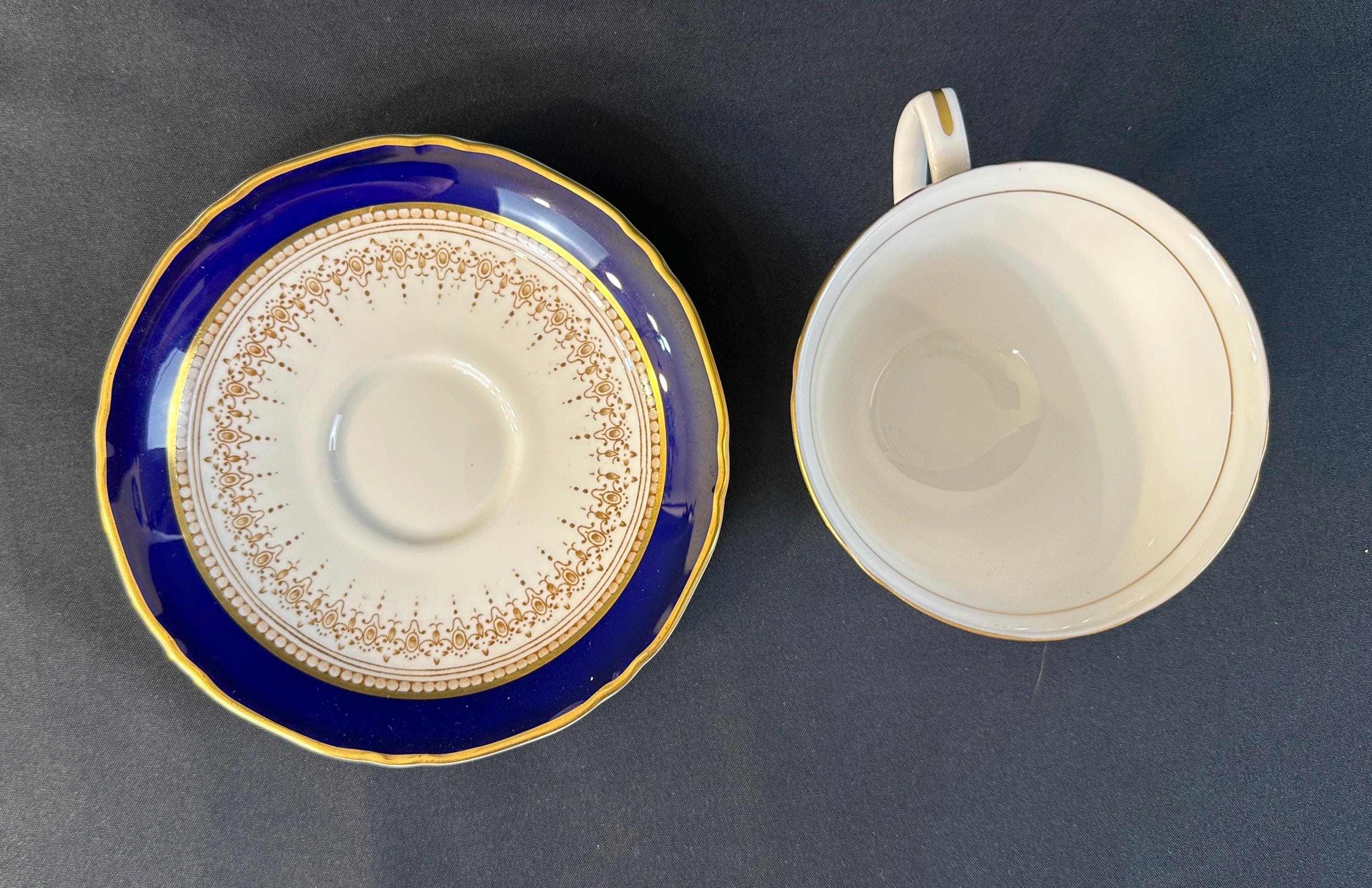 Royal Worcester Regency Blue Teacup and Saucer