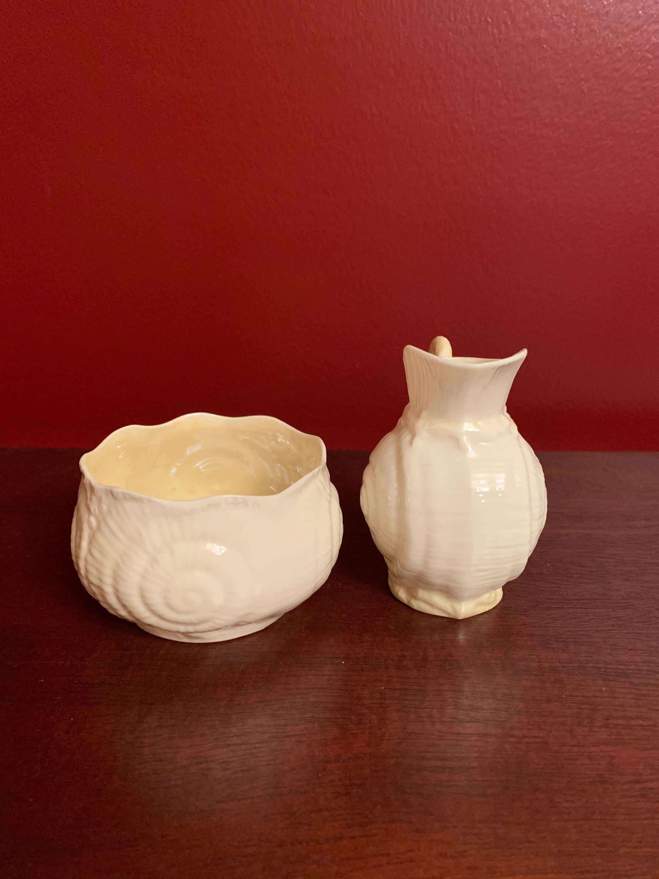 Beleek Irish Creamer and Sugar Bowl
