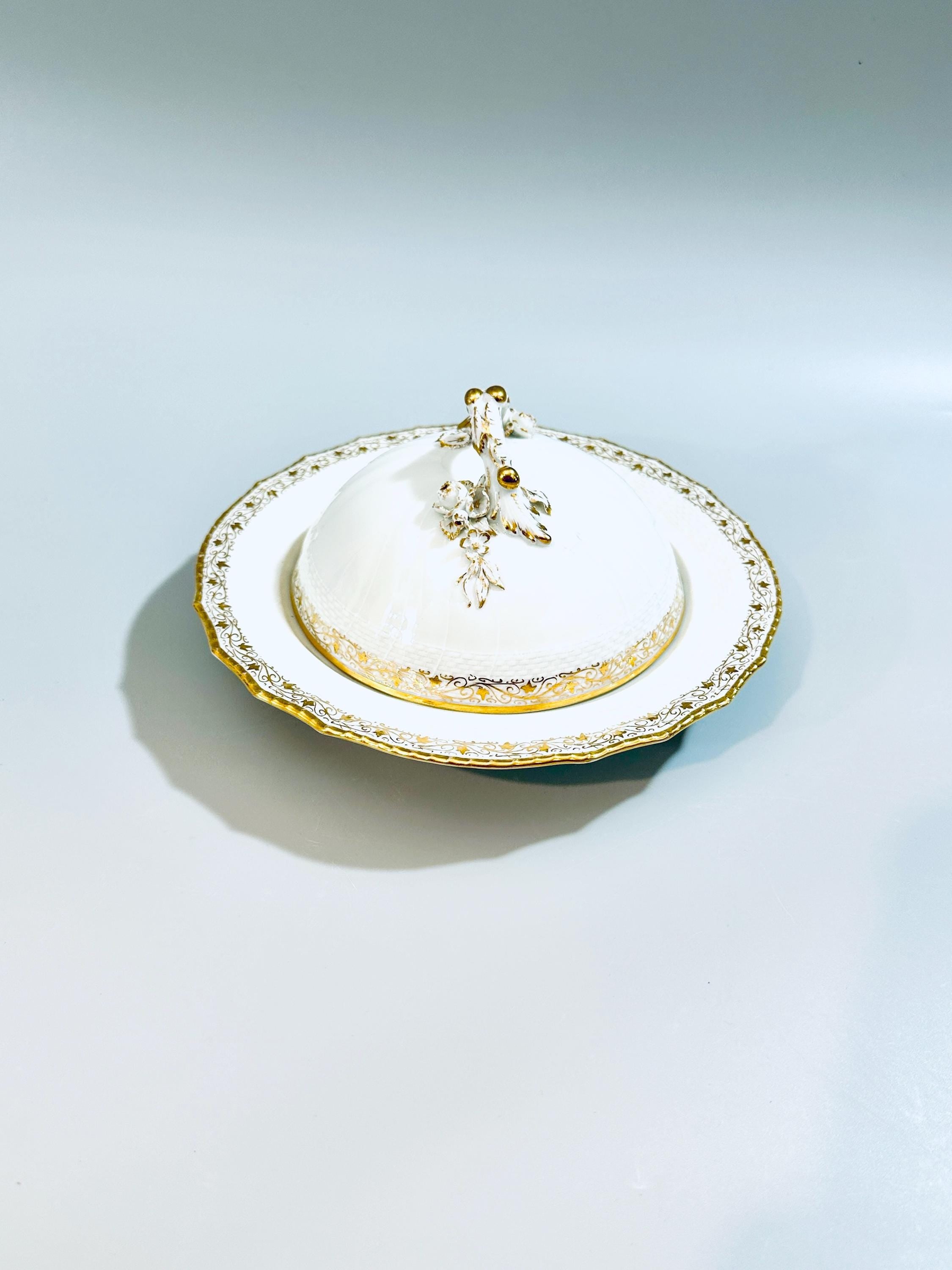 Late 1800s KPM Covered Butter Dish
