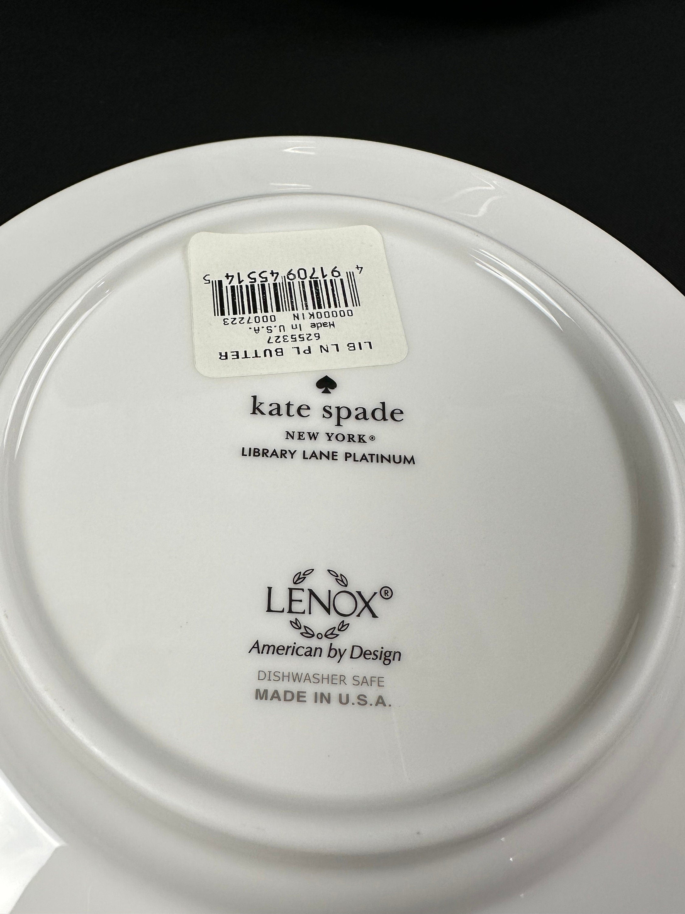 6 Kate Spade Library Lane Platinum Bread Plates