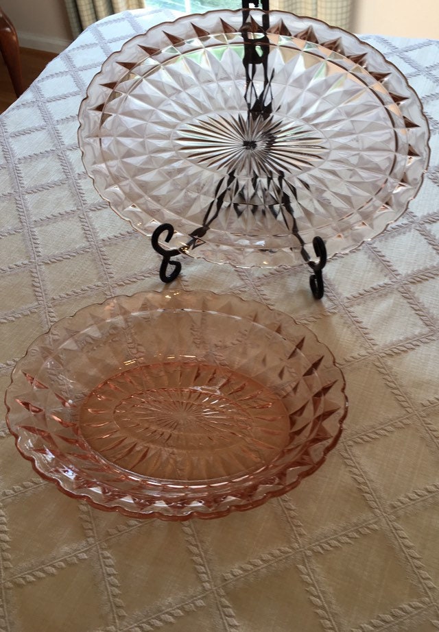 Jeanette Windsor Platter and Bowl Pink Depression Glass