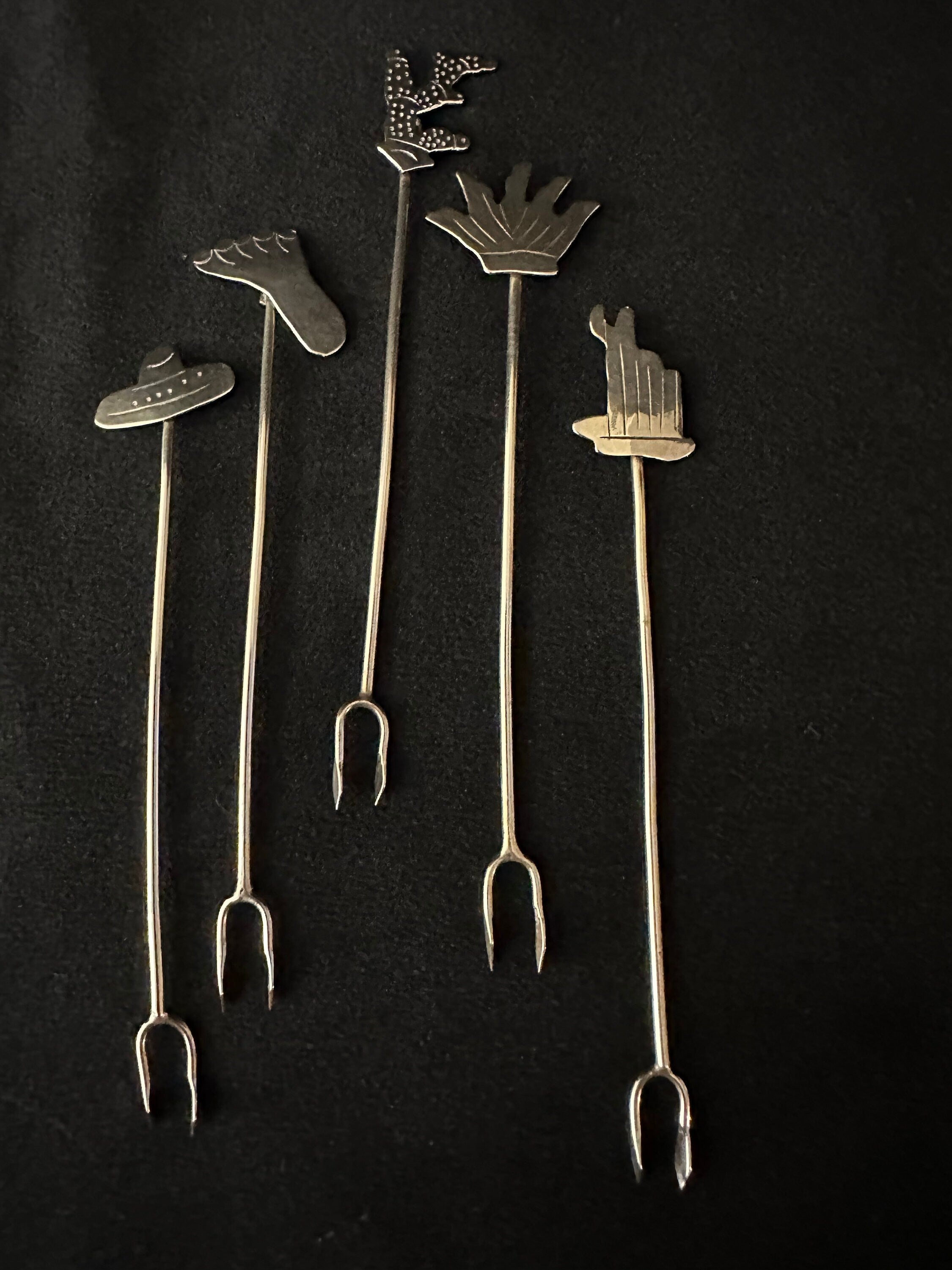 Sterling Silver Appetizer Picks/Forks Mexican Themed
