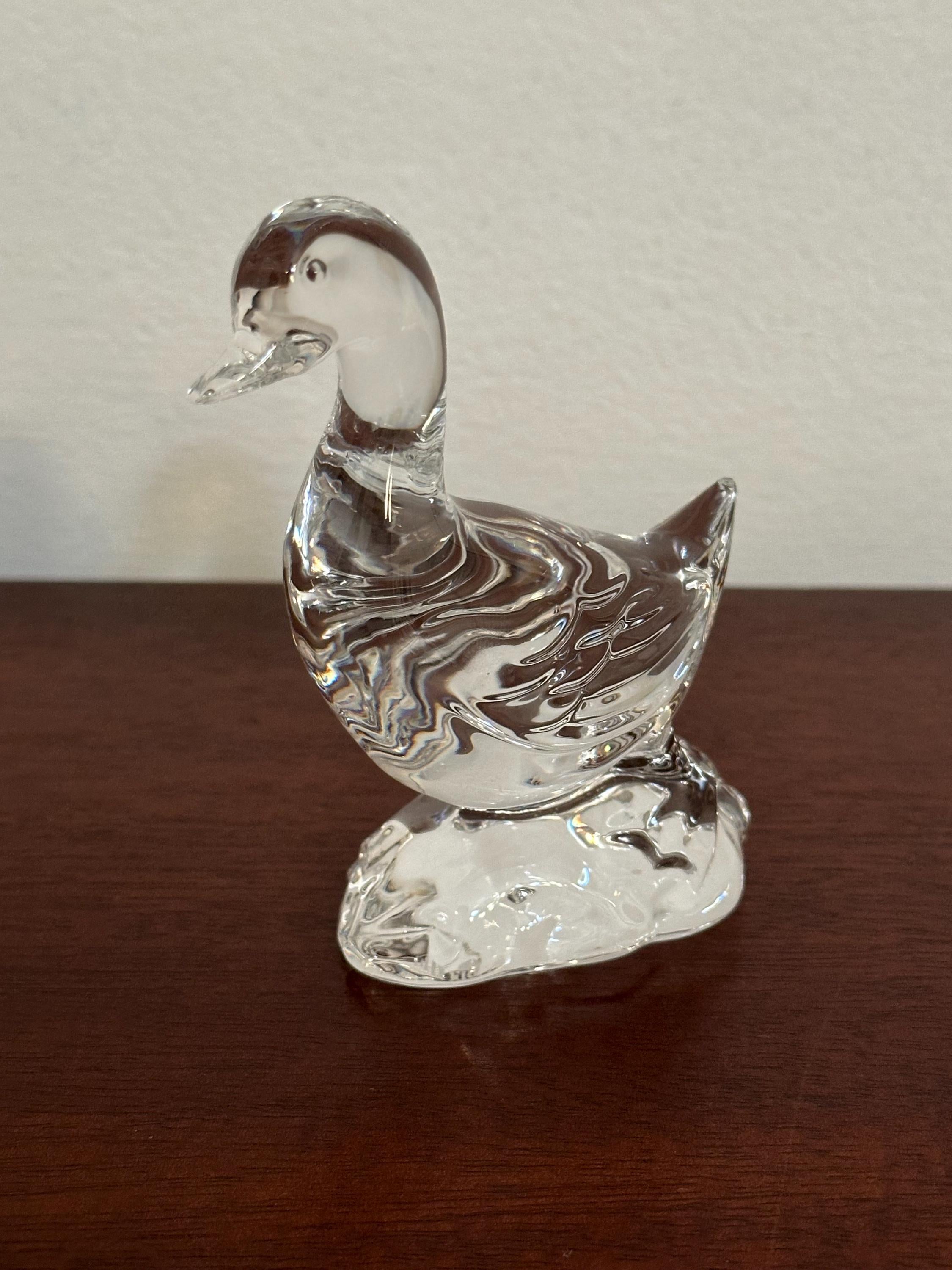 A Tall Waterford Crystal Duck Paperweight