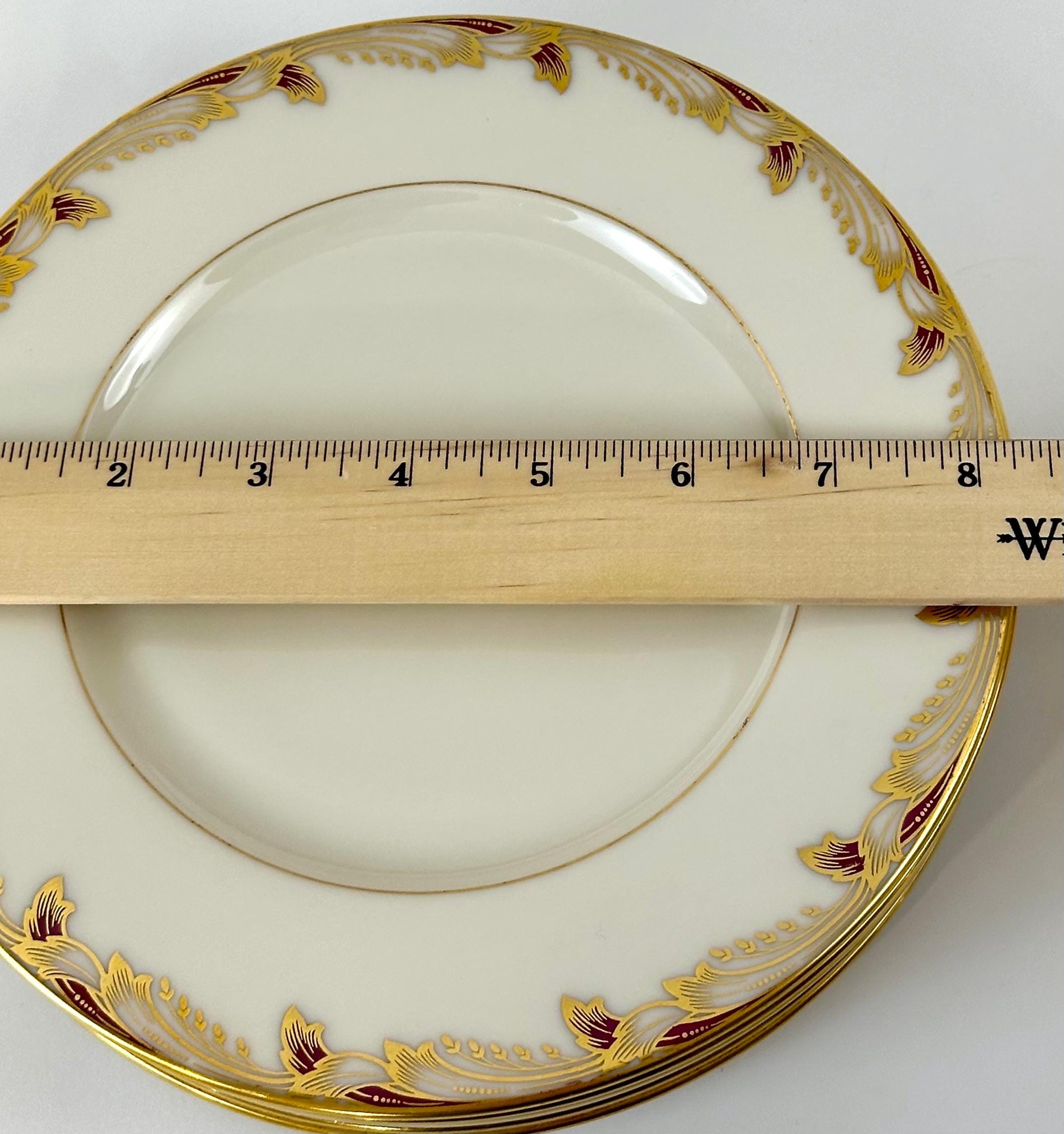 6 Lenox Essex Maroon Salad Plates