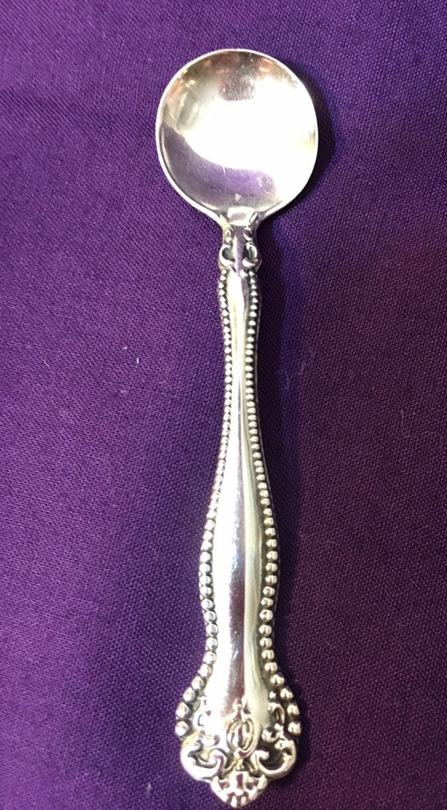 Antique Crystal Salt Cellar and Sterling Spoon