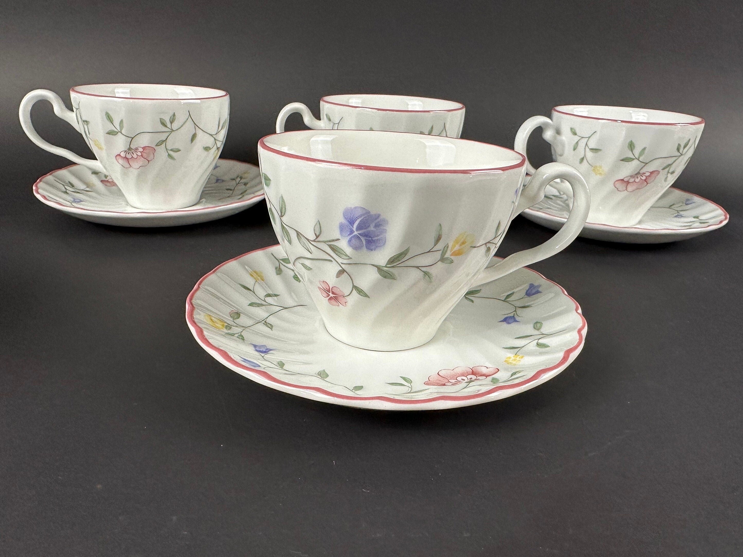 Six Tea Cups and Saucers by Johnson Brothers “Summer Chintz” Pattern
